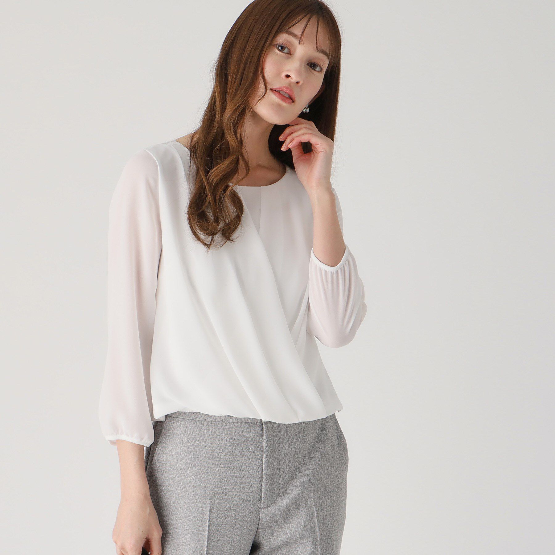 COUP DE CHANCE「【洗える／日本製／通勤】カシュクール風ブラウス」|シャツ・ブラウス|