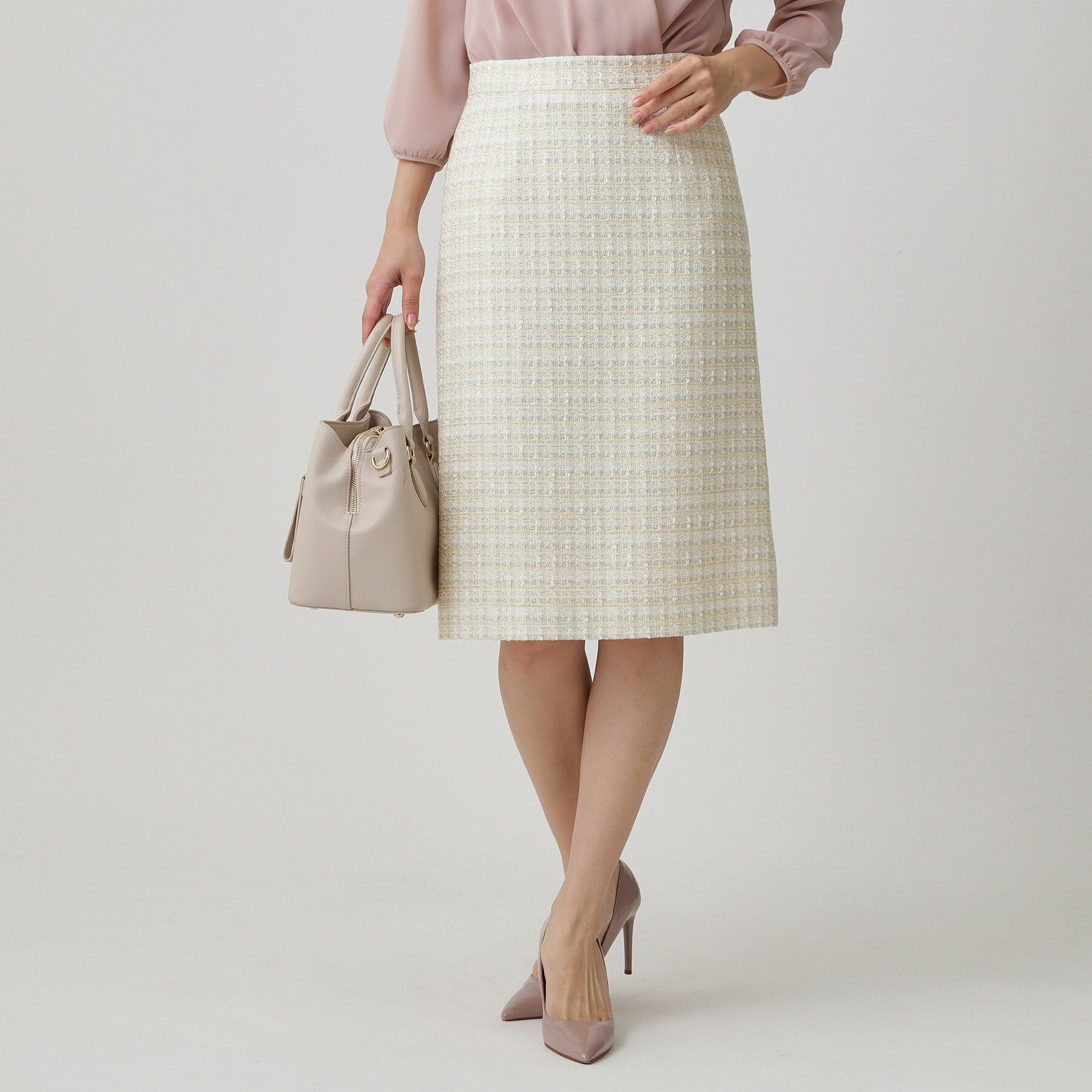 COUP DE CHANCE「【日本製／セットアップ】ファンシーツィードのセミAラインスカート」|スカート|