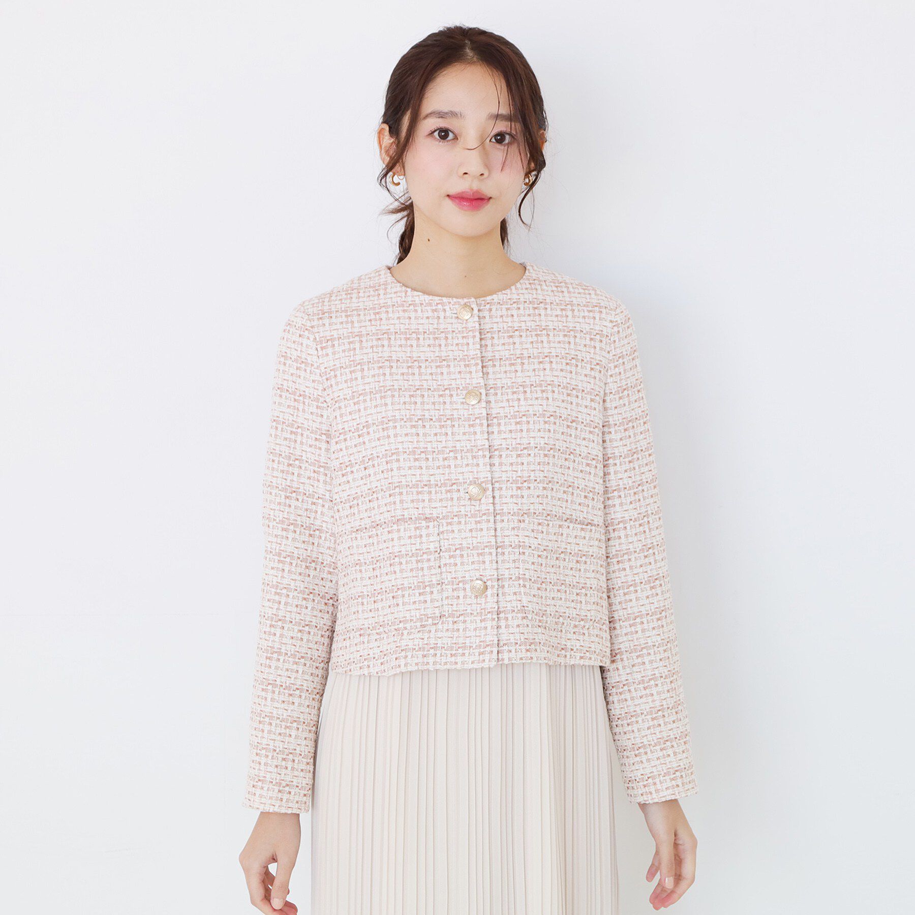 COUP DE CHANCE「【ON/OFF着回し】カラーツイードジャケット」|ノーカラージャケット|