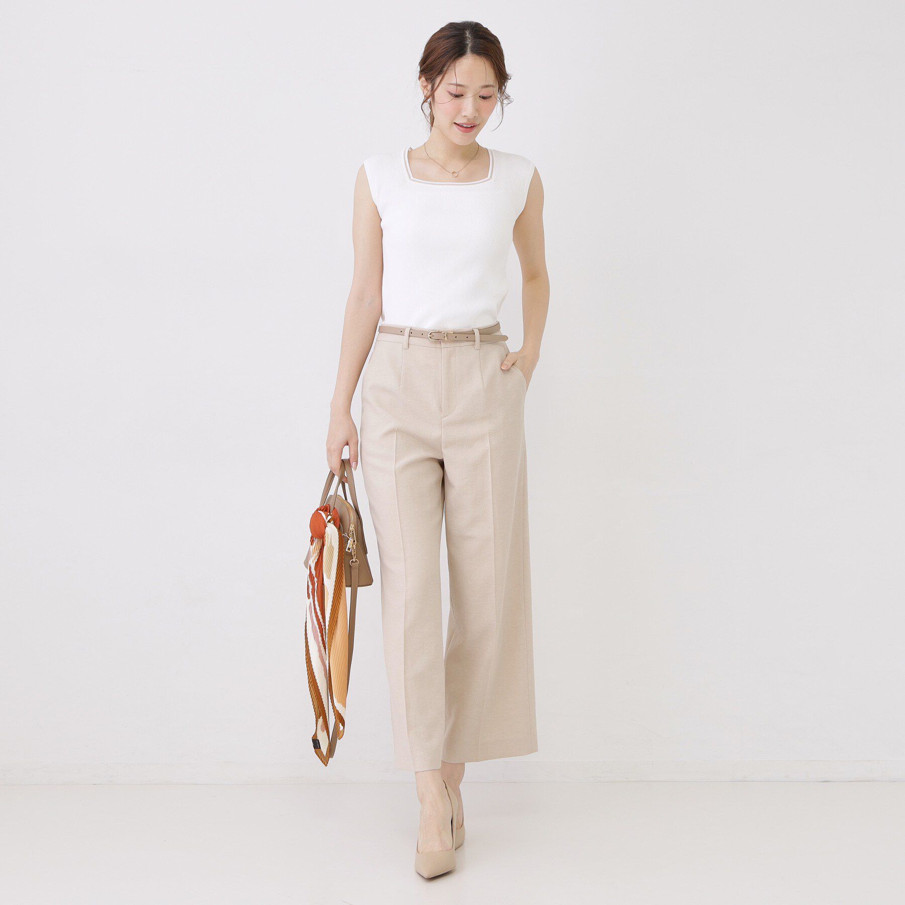 COUP DE CHANCE「【手洗い可/リブ素材 】スクエアネックノースリーブトップス」|ニット・セーター|