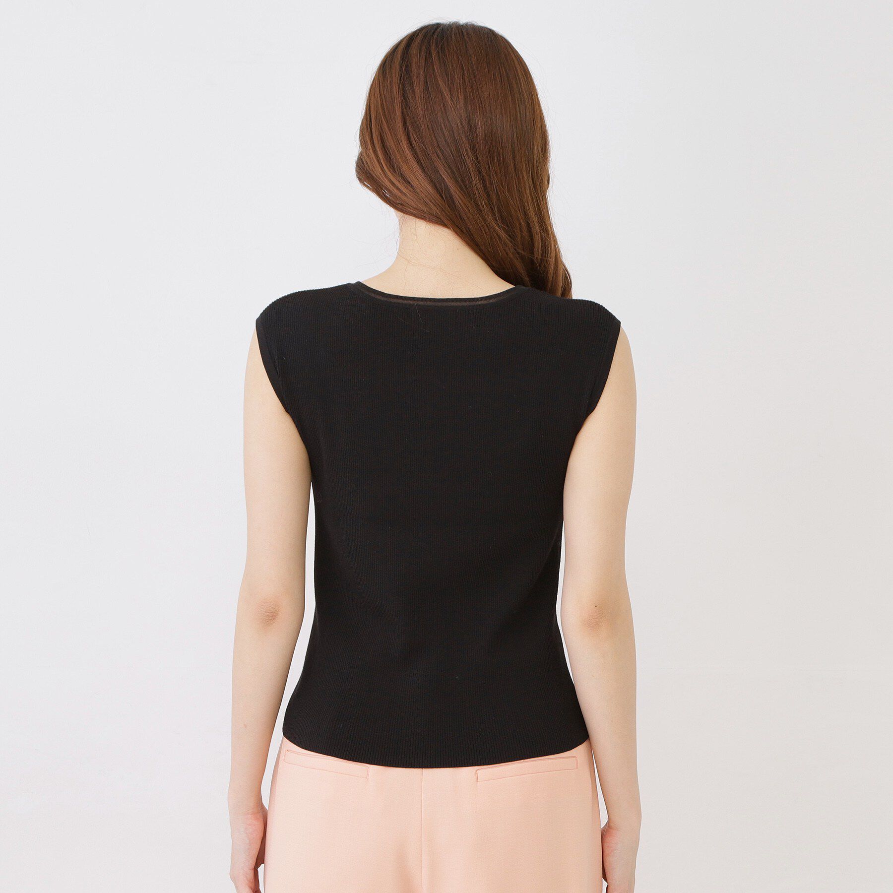 COUP DE CHANCE「【手洗い可/リブ素材 】スクエアネックノースリーブトップス」|ニット・セーター|