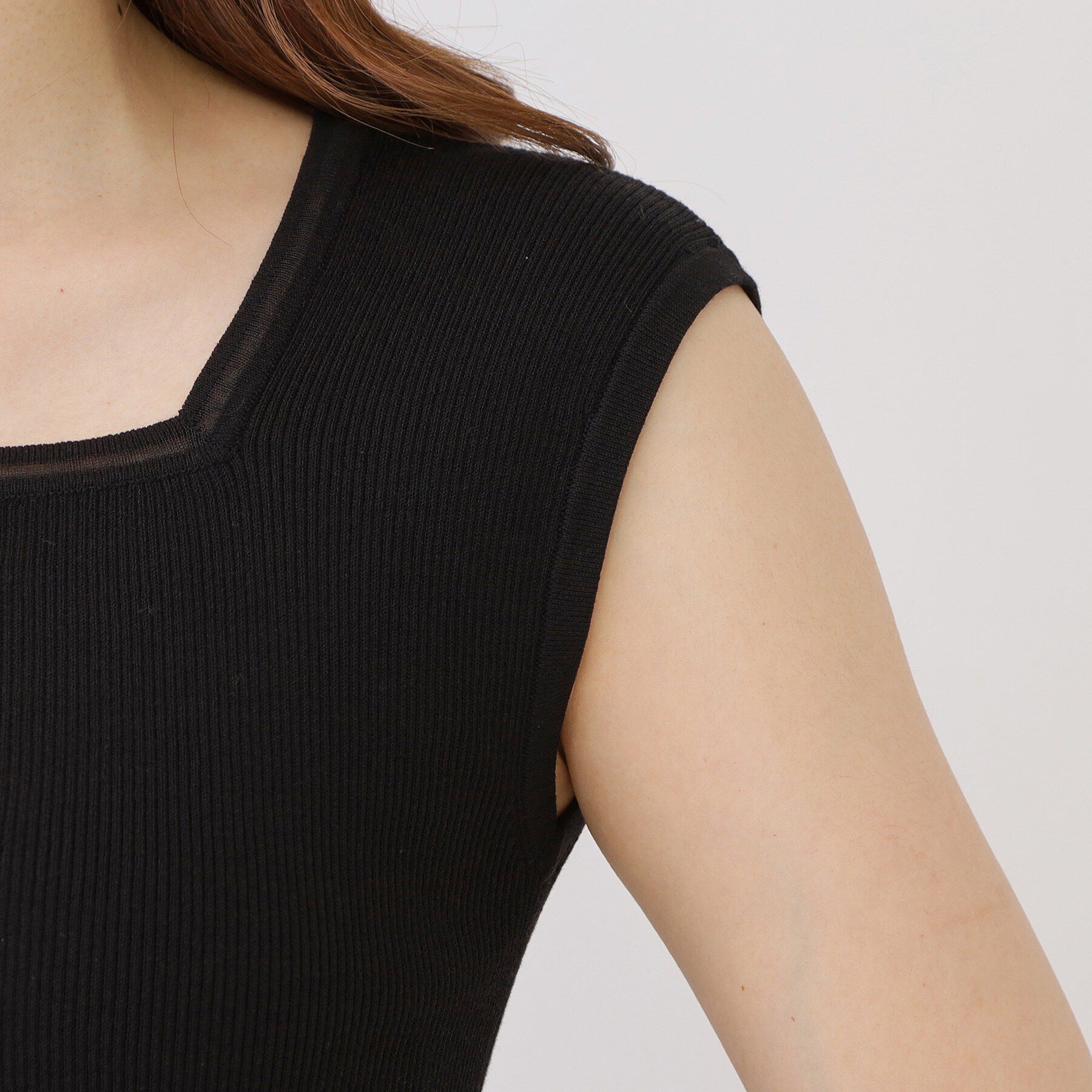 COUP DE CHANCE「【手洗い可/リブ素材 】スクエアネックノースリーブトップス」|ニット・セーター|