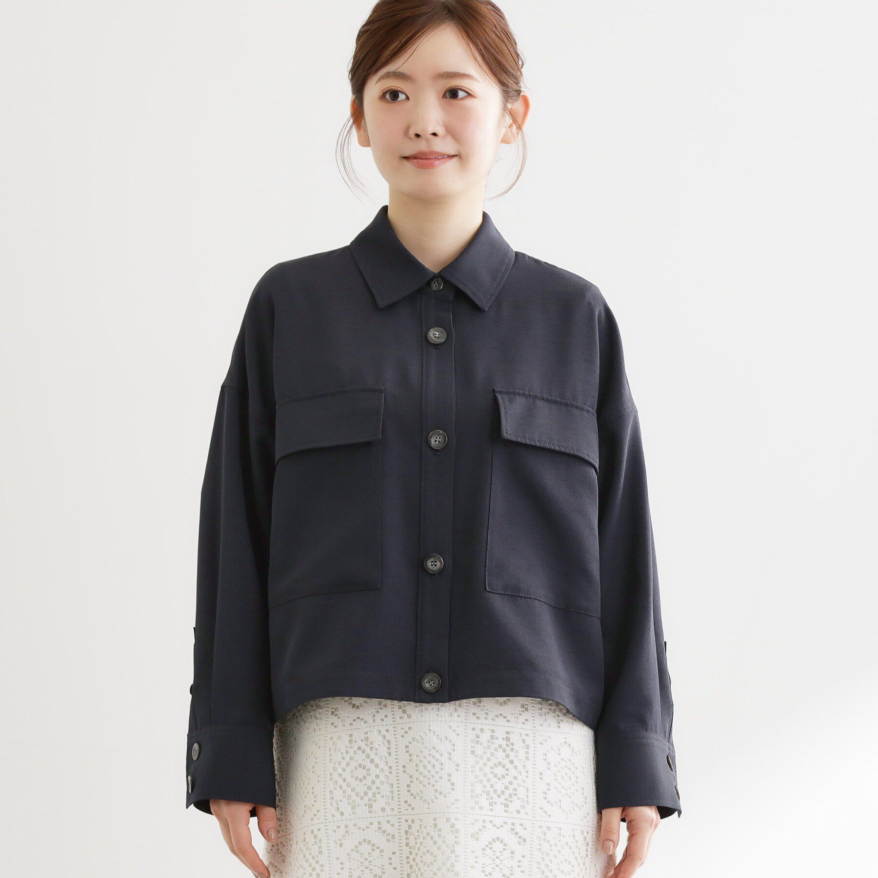 Reflect「リネンライクシャツブルゾン」|ブルゾン・スタジャン|