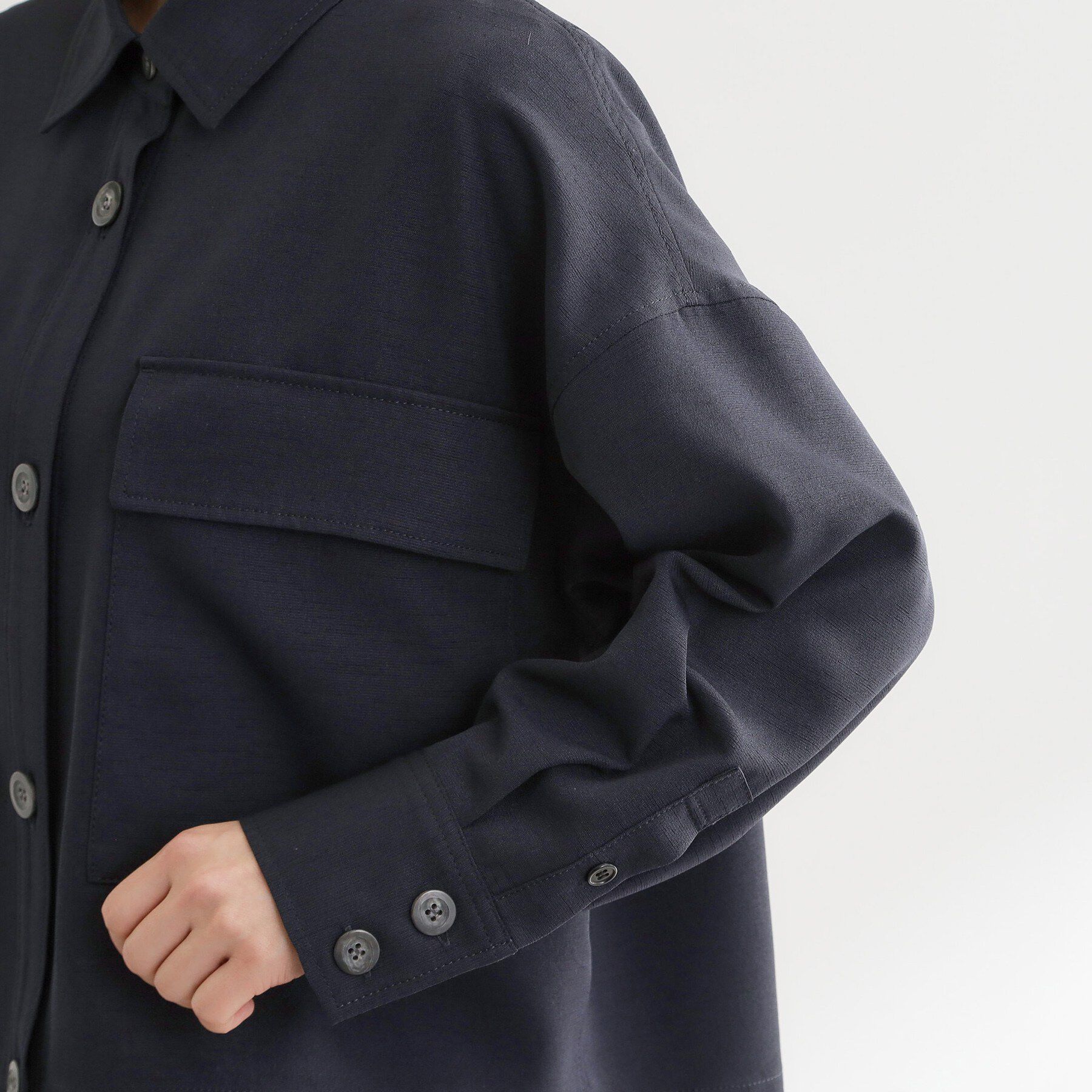 Reflect「リネンライクシャツブルゾン」|ブルゾン・スタジャン|