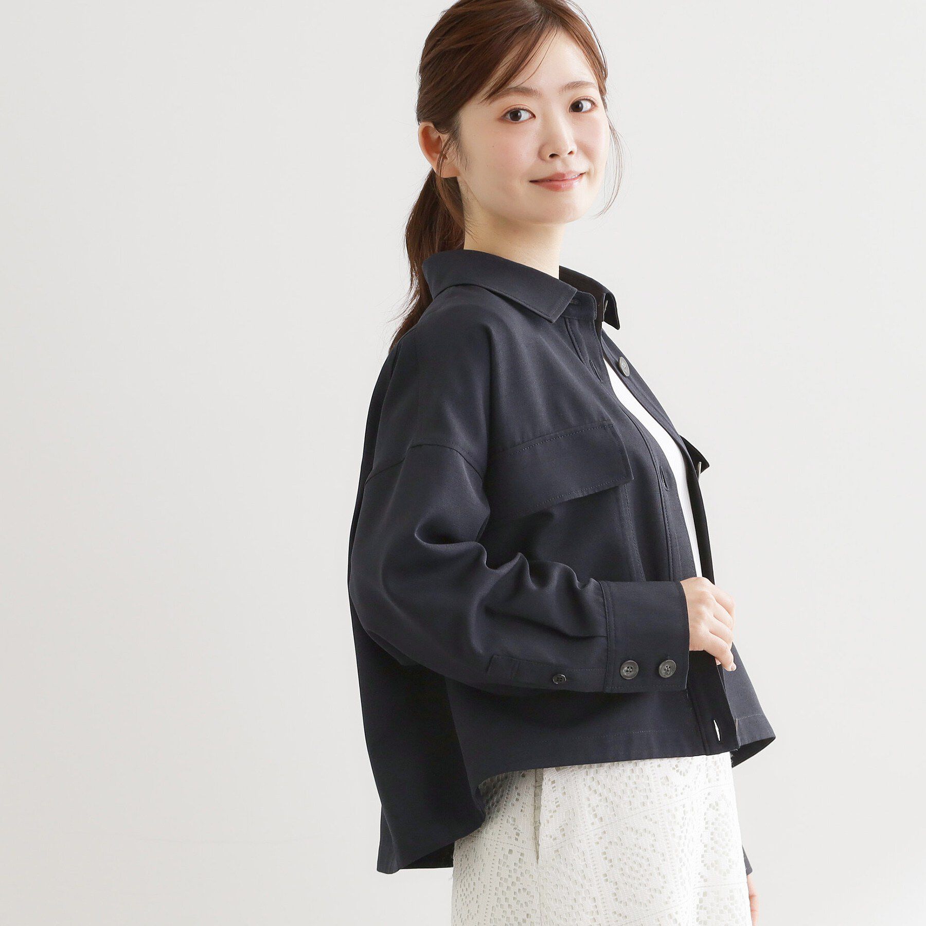 Reflect「リネンライクシャツブルゾン」|ブルゾン・スタジャン|