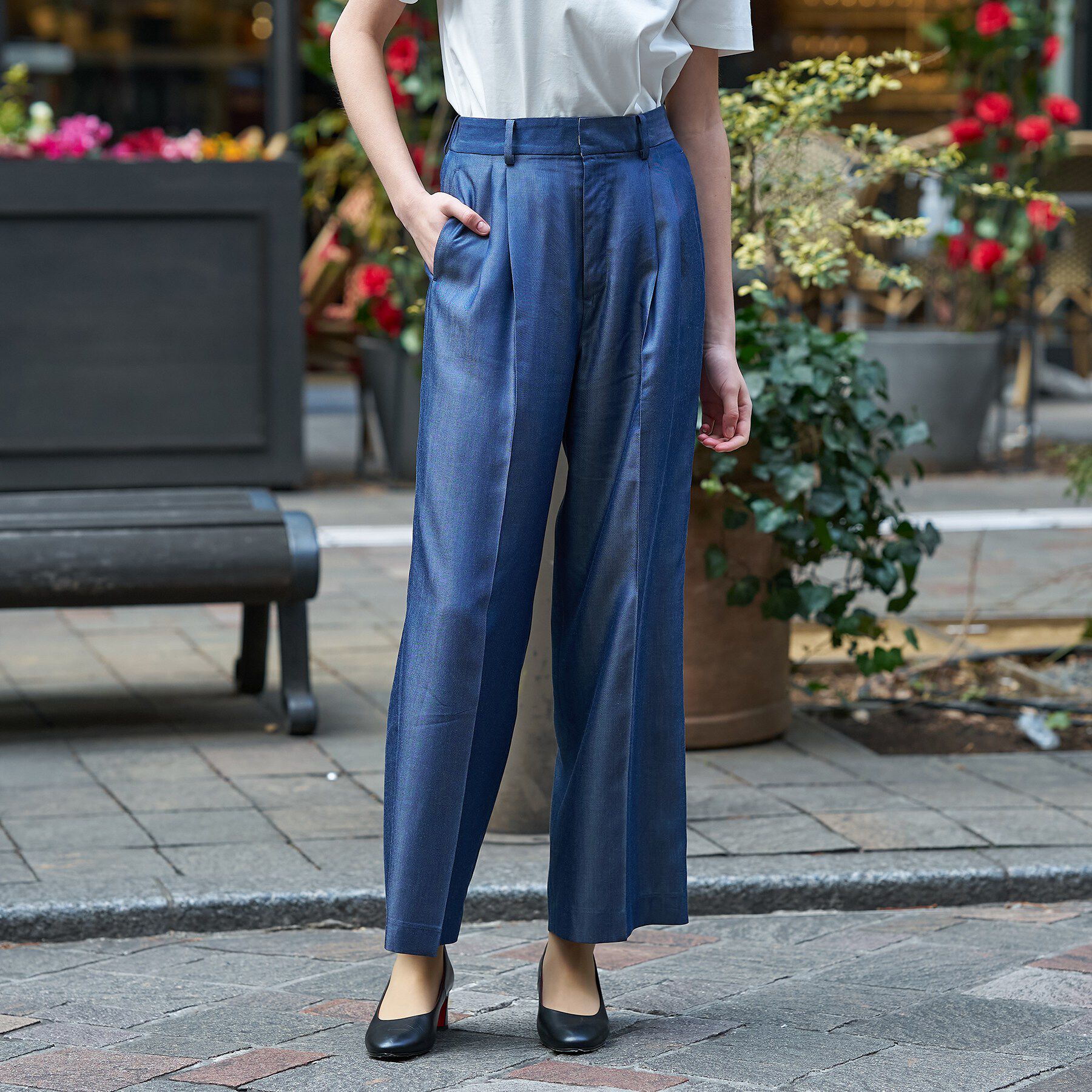 DRESSTERIOR「デニムタックストレートパンツ」|その他|ブルー(093)