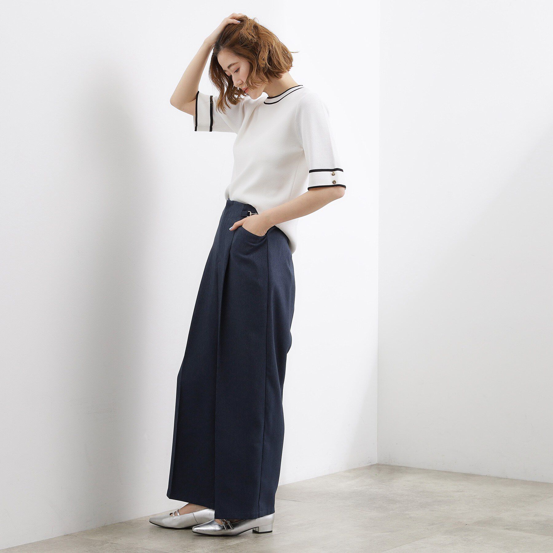 grove「シンプルを品よく格上げ　サイドビットワイドパンツ」|その他|