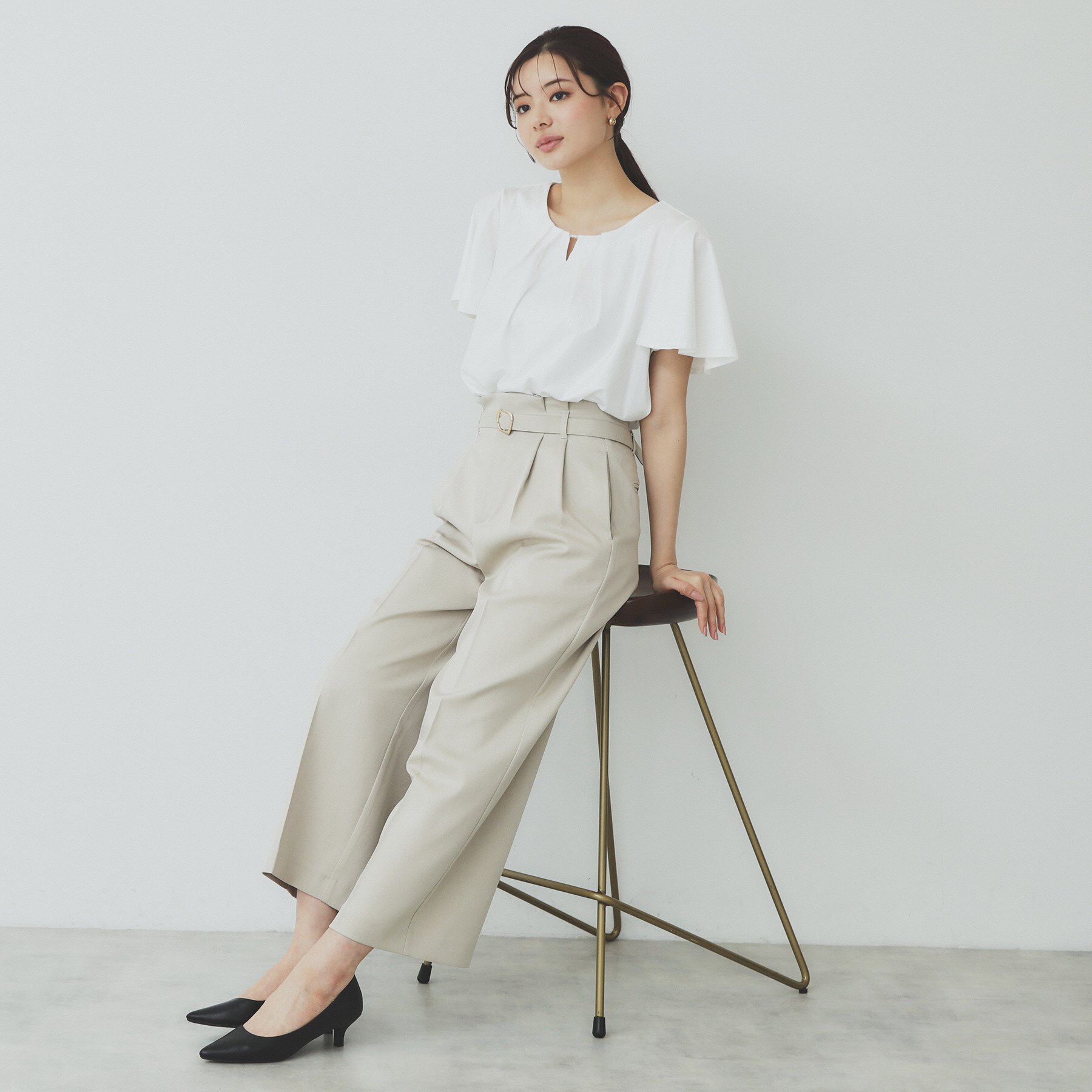 index「ビジュースリットフリルスリーブトップス【洗濯機洗い可】」|Tシャツ・カットソー|