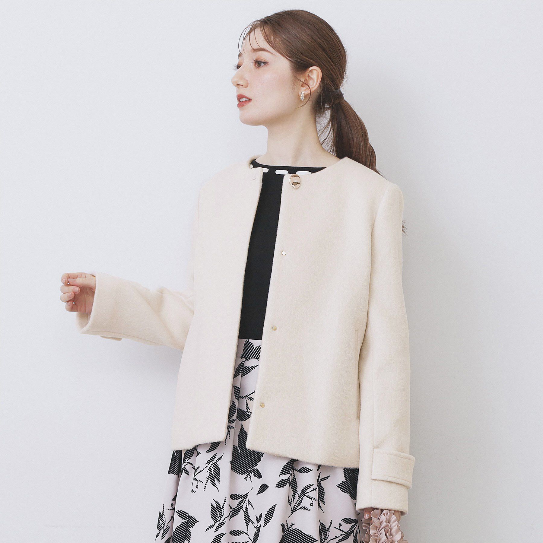 index「ノーカラーショートコート」|ノーカラーコート|グレージュ(050)