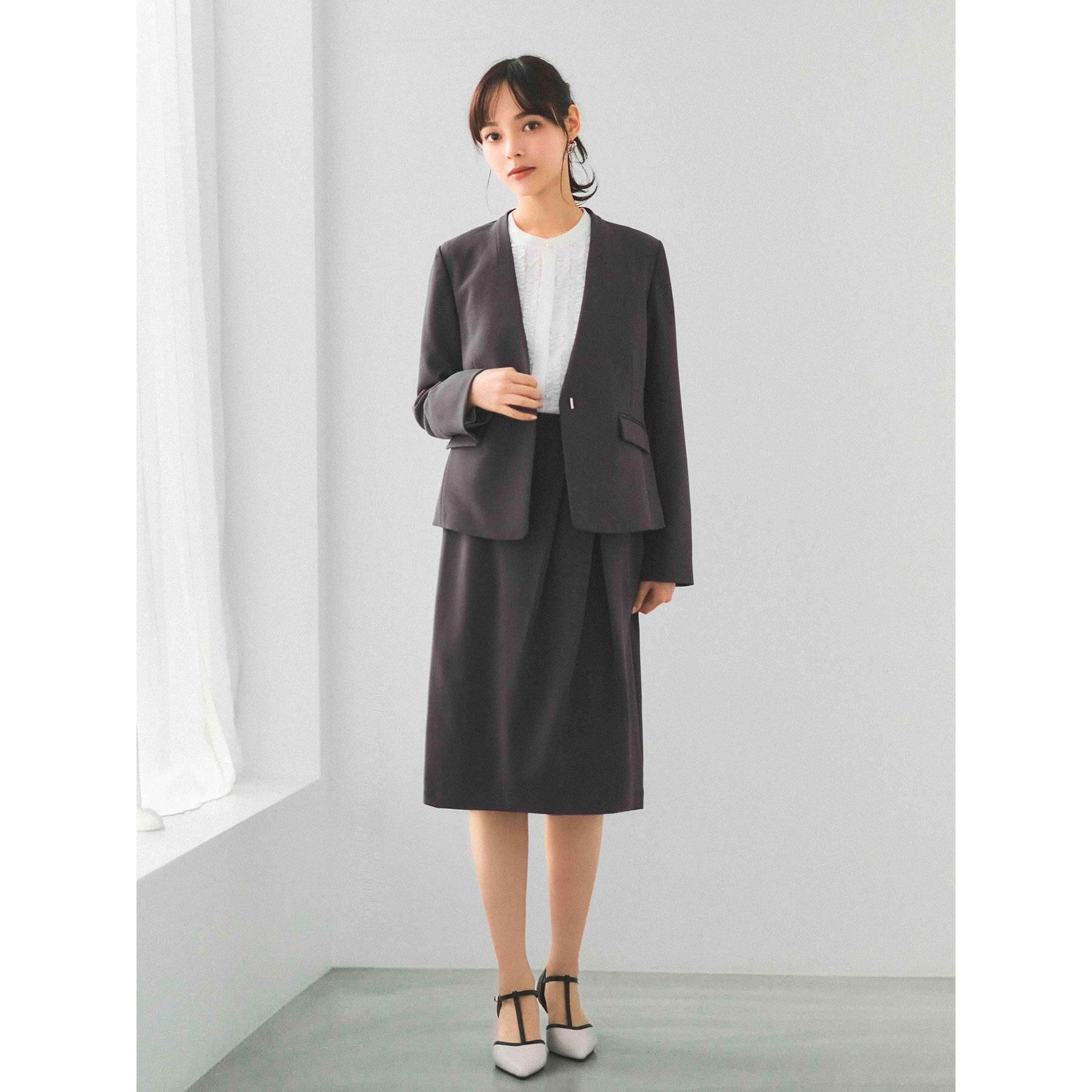 index「ストレッチノーカラージャケット/セットアップ対応【洗濯機OK/防シワ/イージーアイロン】」|ノーカラージャケット|