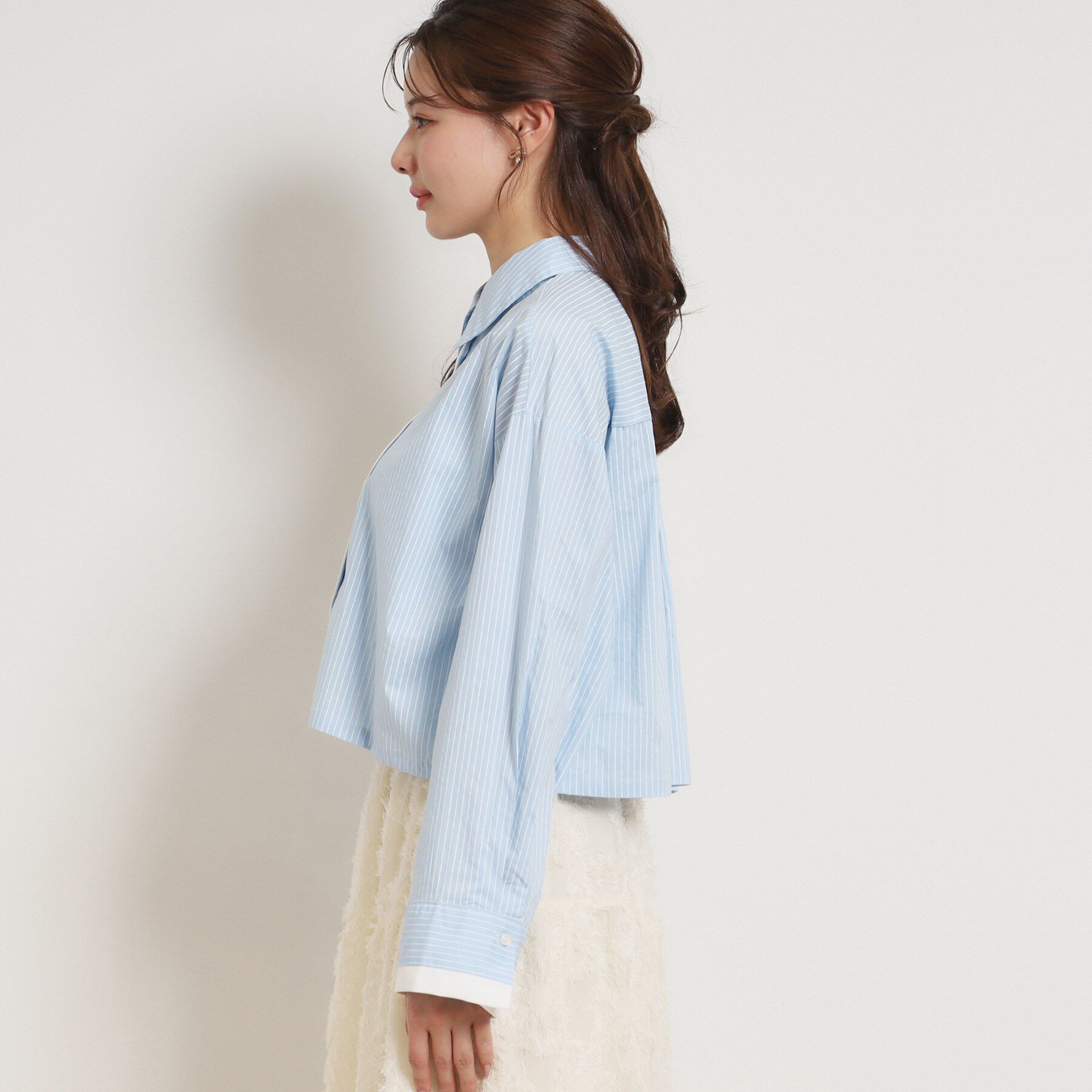 Couture broach「配色ストライプショートシャツ」|シャツ・ブラウス|
