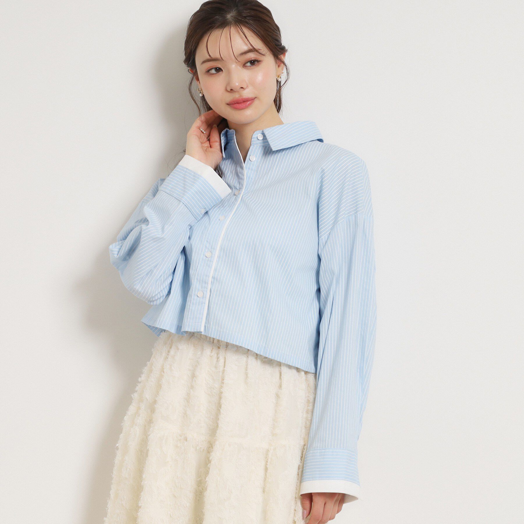 Couture broach「配色ストライプショートシャツ」|シャツ・ブラウス|