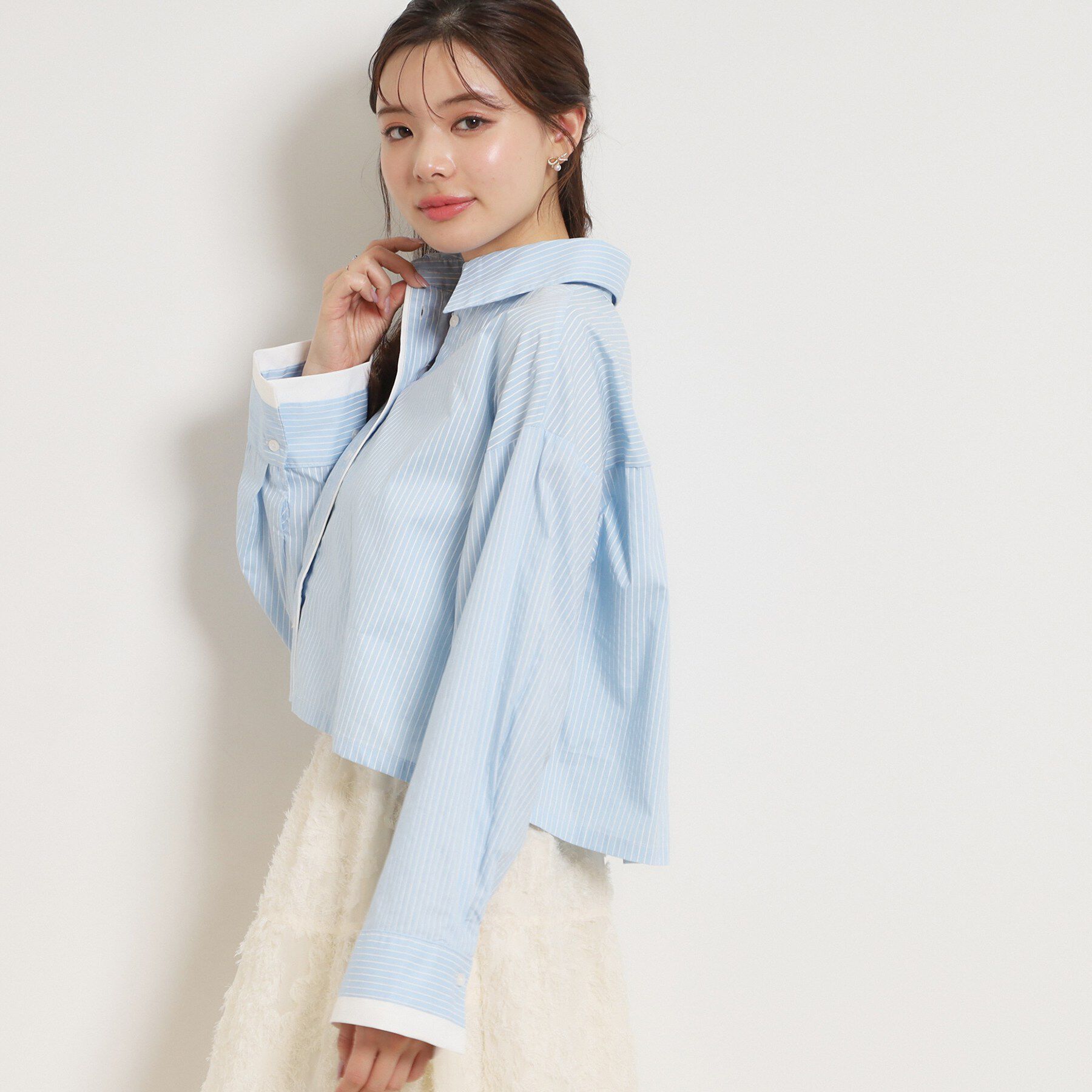 Couture broach「配色ストライプショートシャツ」|シャツ・ブラウス|