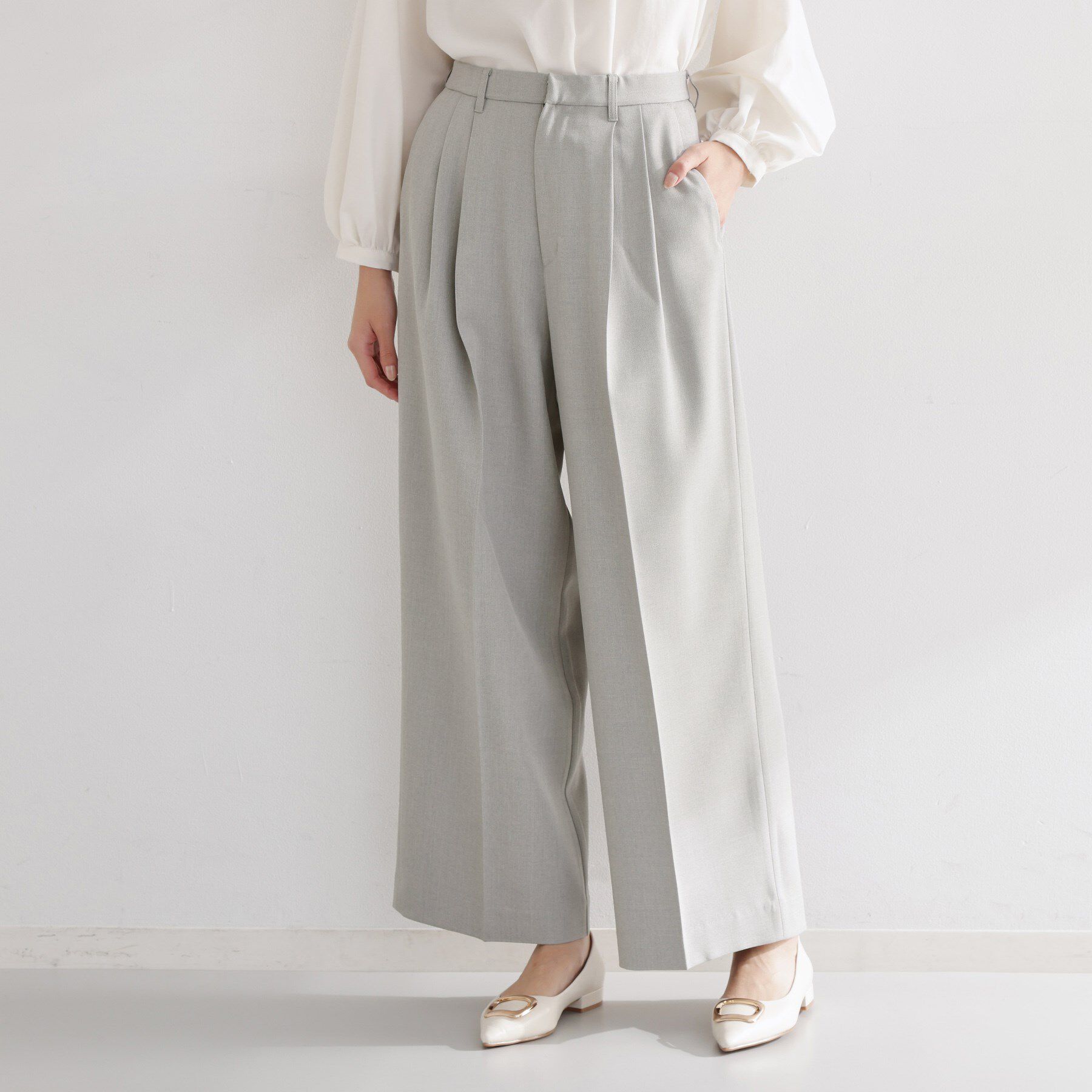 THE SHOP TK「【通勤・セレモニー】CAVIAN 2タックワイドパンツ/セットアップ可」|その他|