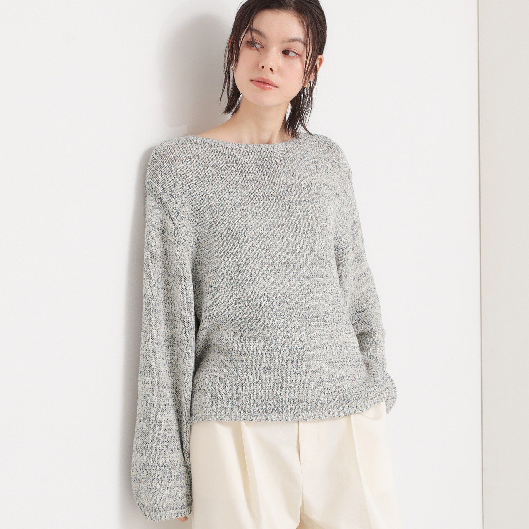 THE SHOP TK「MIXカラーで軽やかに テープヤーンニット」|ニット・セーター|ブルー(492)