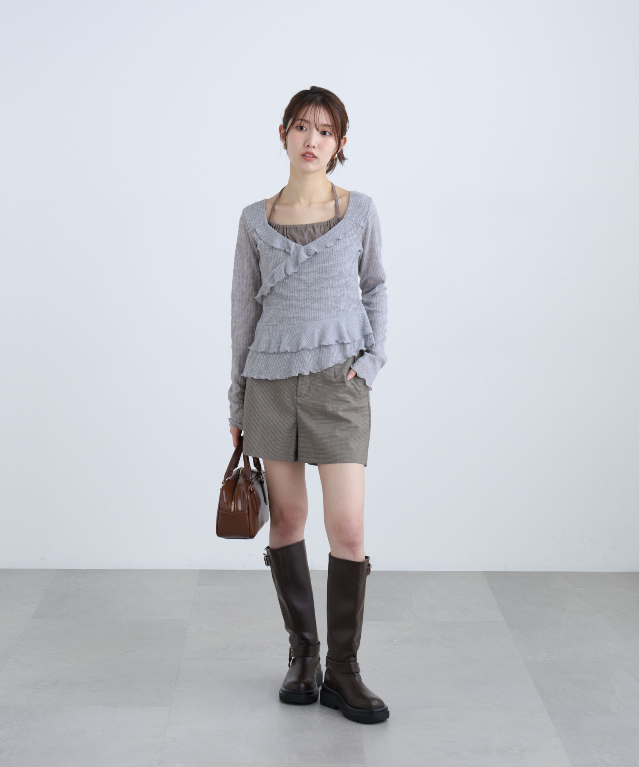  「ホルターインナーレイヤードカシュクールカットソー」|Tシャツ・カットソー|