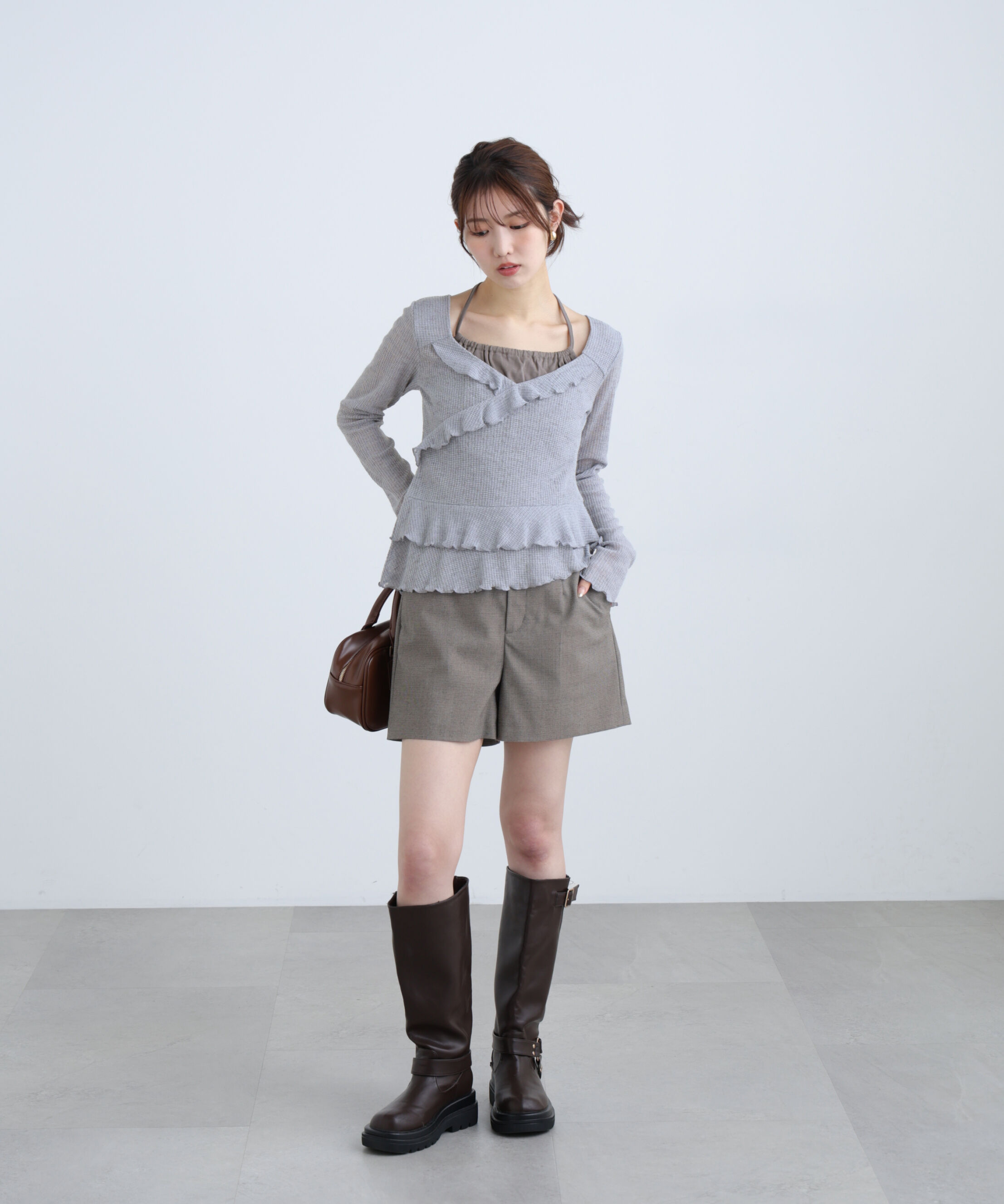  「ホルターインナーレイヤードカシュクールカットソー」|Tシャツ・カットソー|