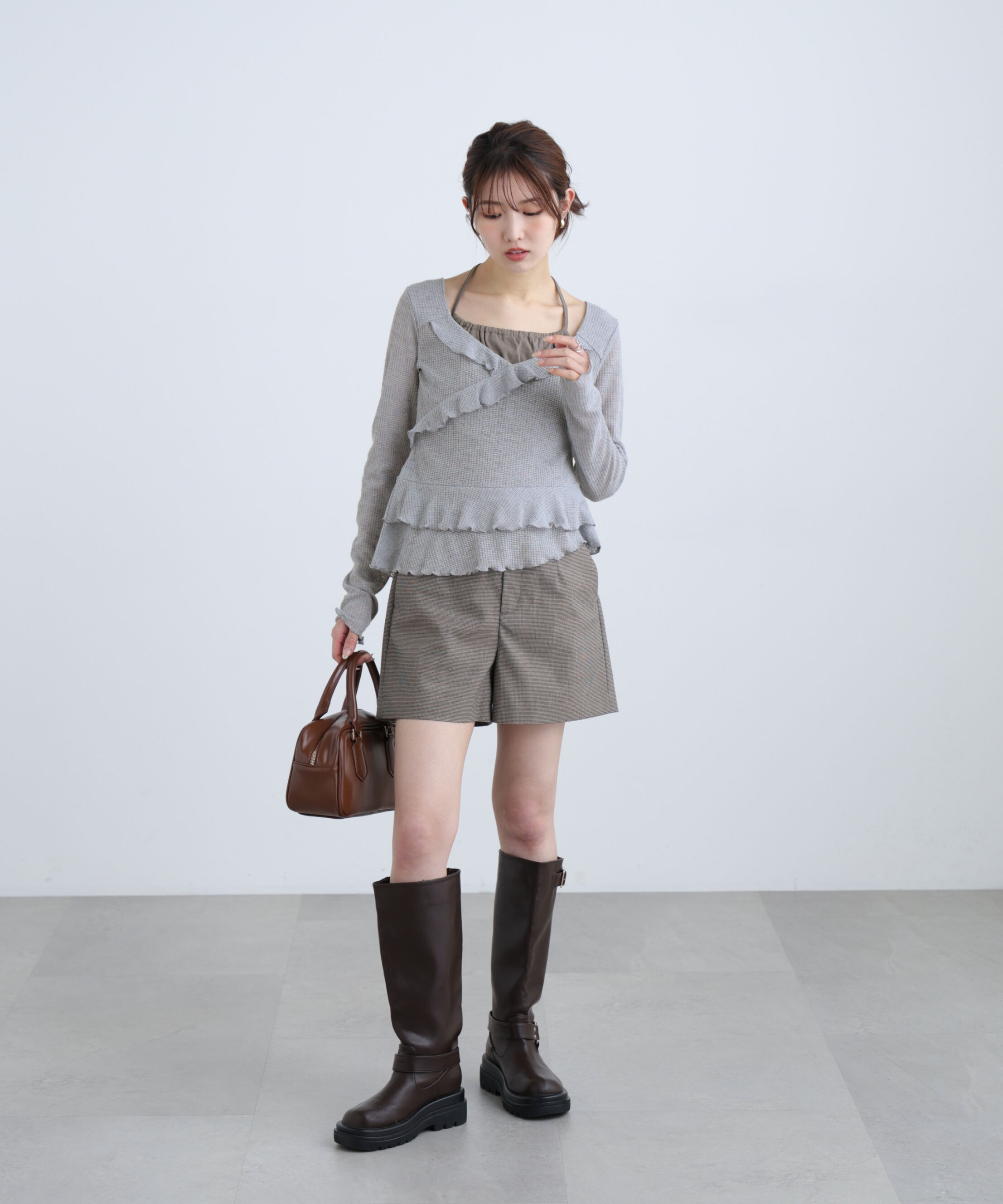  「ホルターインナーレイヤードカシュクールカットソー」|Tシャツ・カットソー|