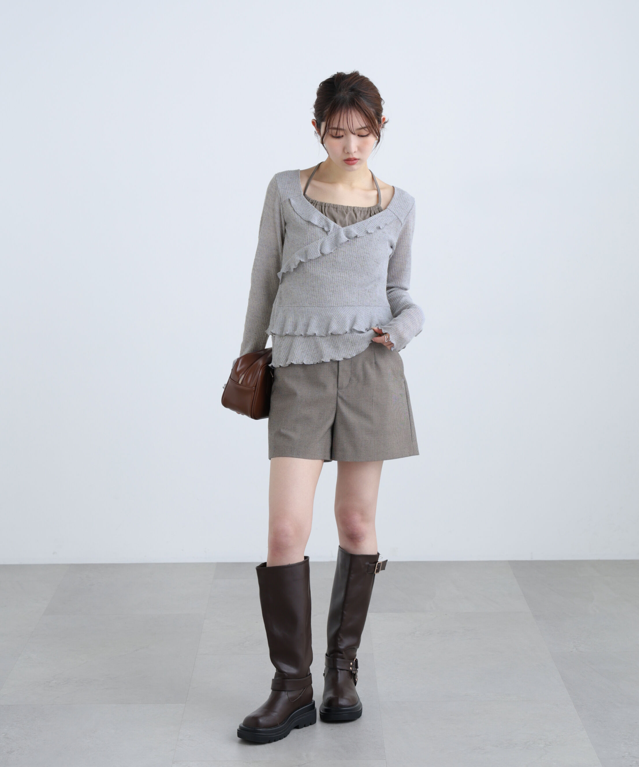  「ホルターインナーレイヤードカシュクールカットソー」|Tシャツ・カットソー|