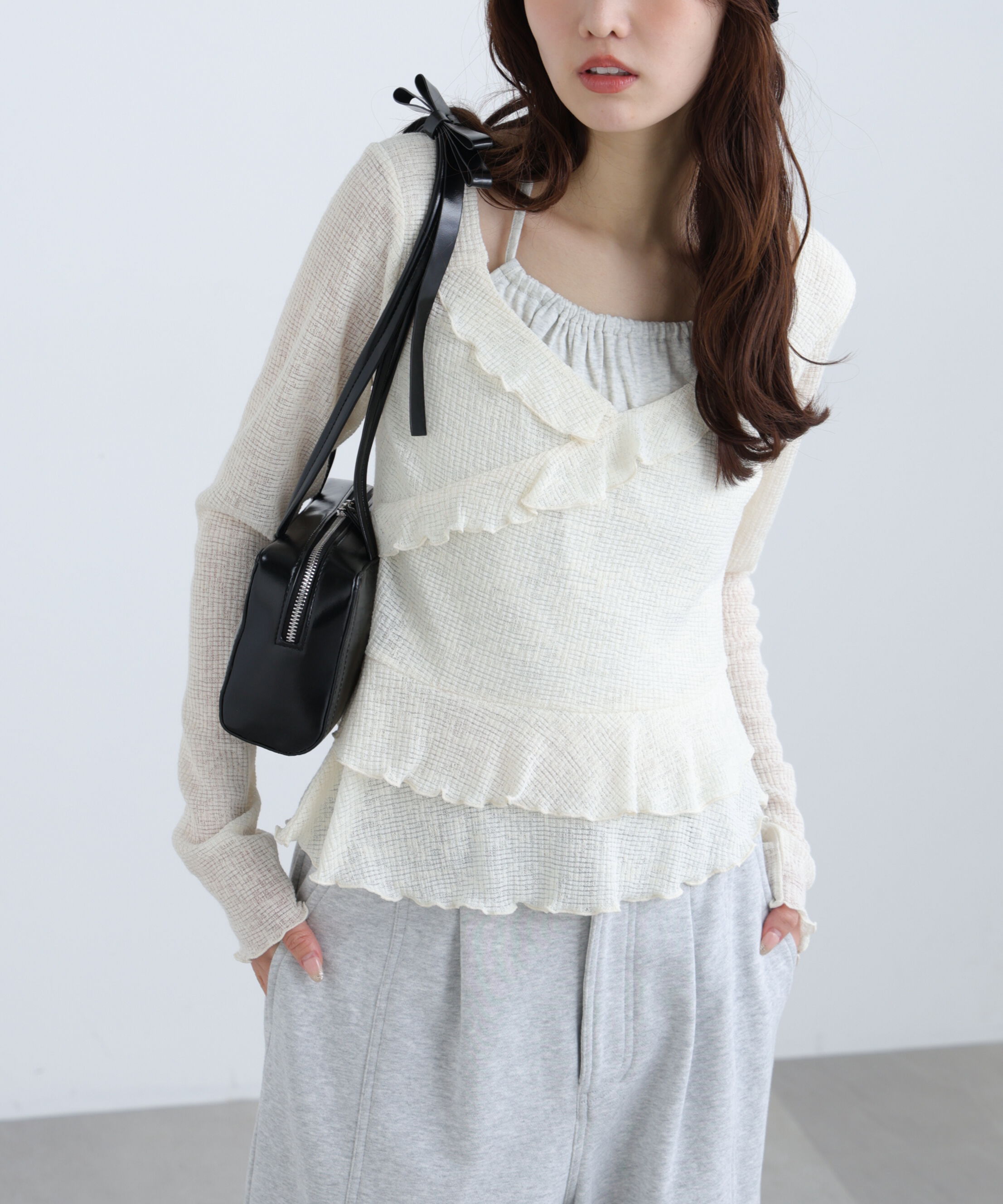  「ホルターインナーレイヤードカシュクールカットソー」|Tシャツ・カットソー|オフ