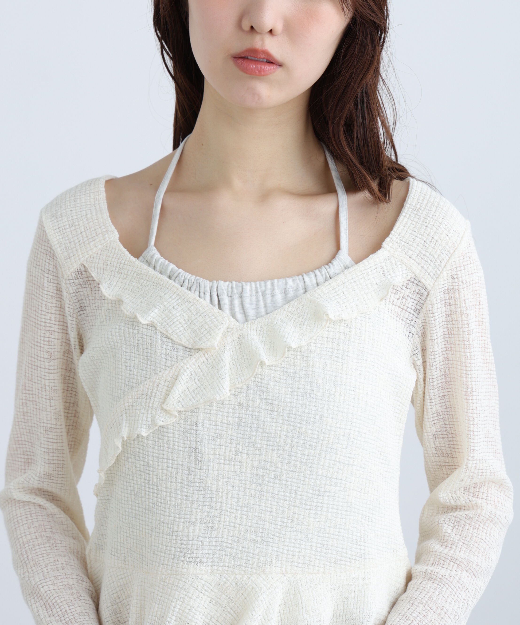  「ホルターインナーレイヤードカシュクールカットソー」|Tシャツ・カットソー|