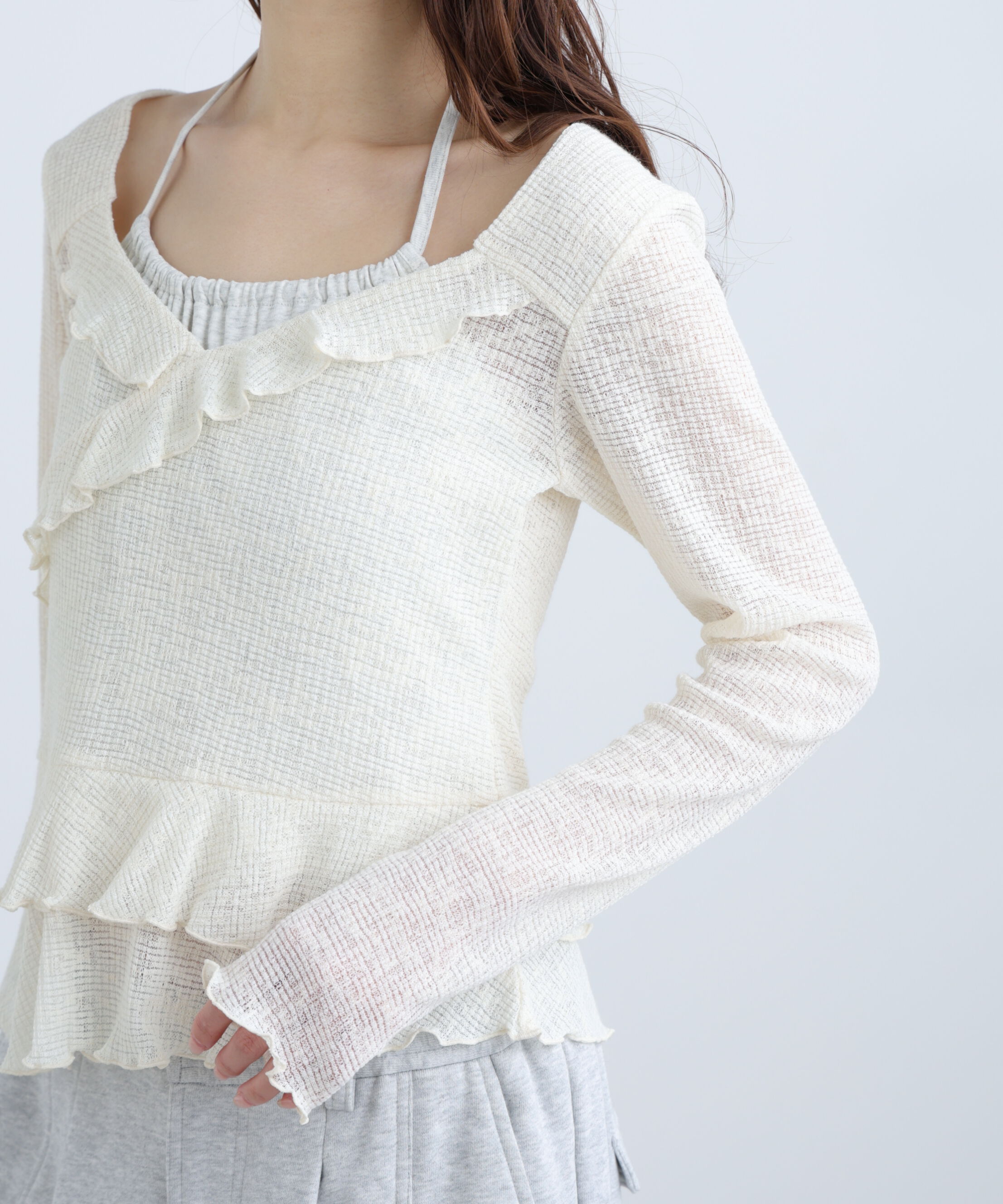  「ホルターインナーレイヤードカシュクールカットソー」|Tシャツ・カットソー|