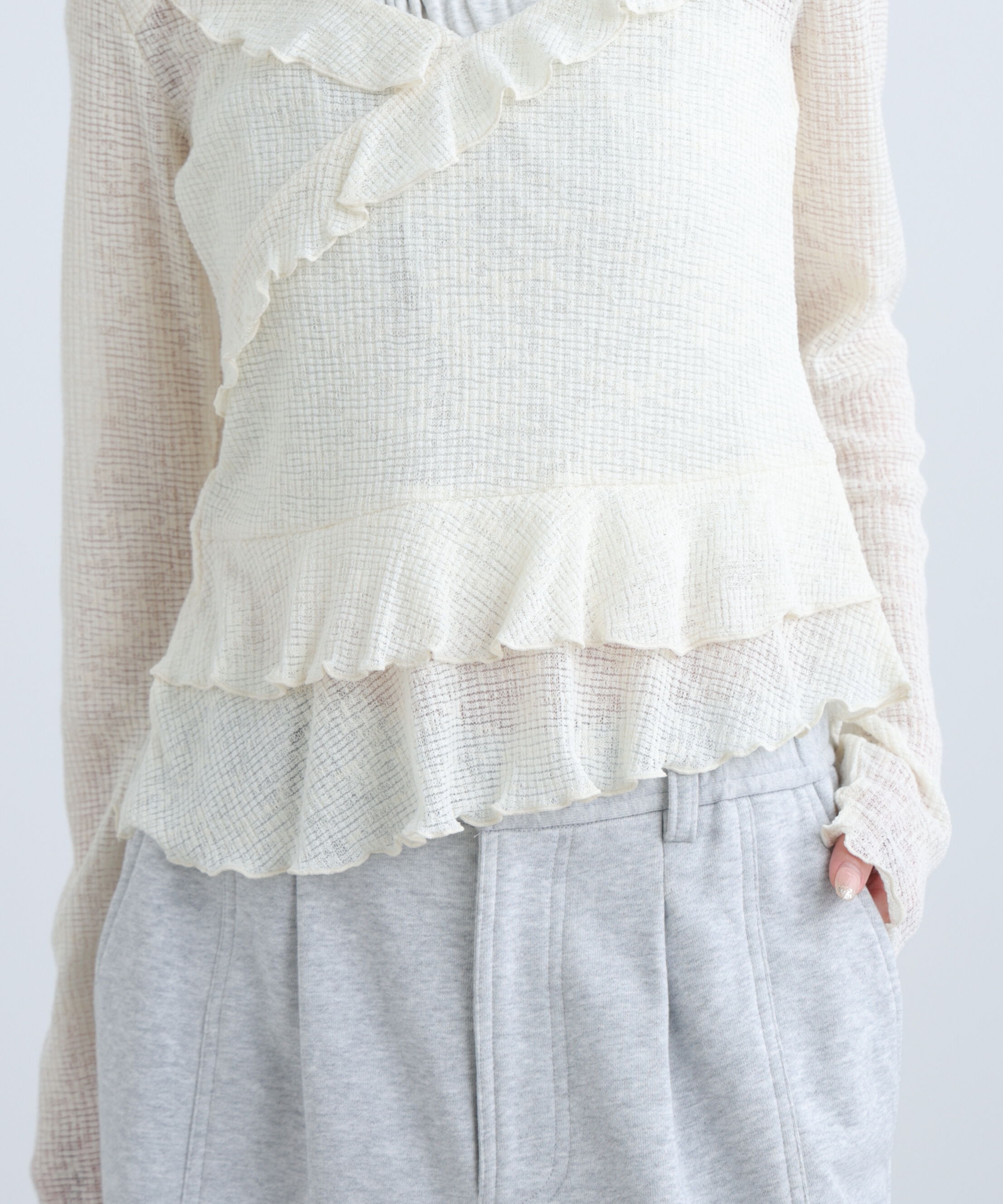  「ホルターインナーレイヤードカシュクールカットソー」|Tシャツ・カットソー|