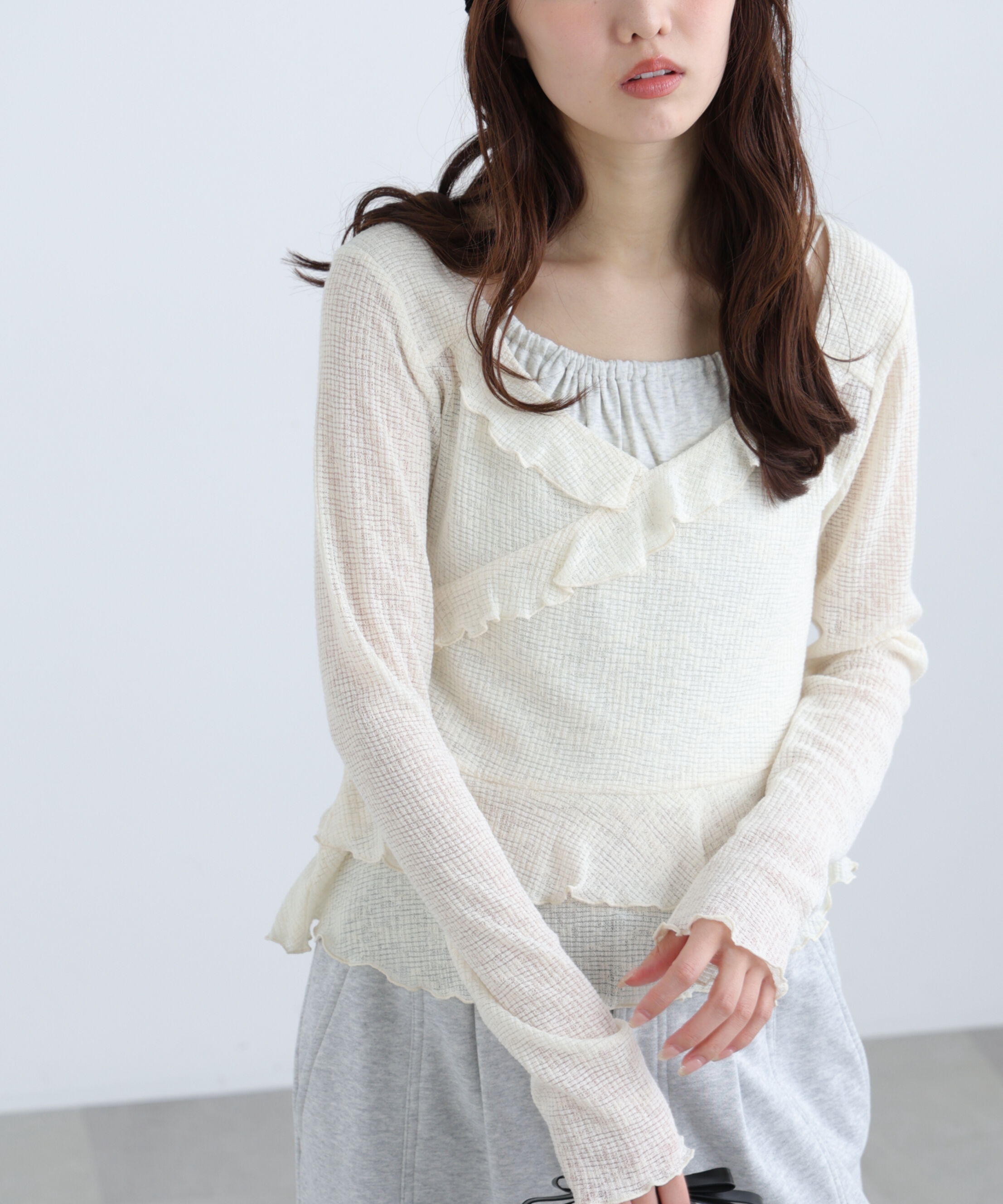  「ホルターインナーレイヤードカシュクールカットソー」|Tシャツ・カットソー|