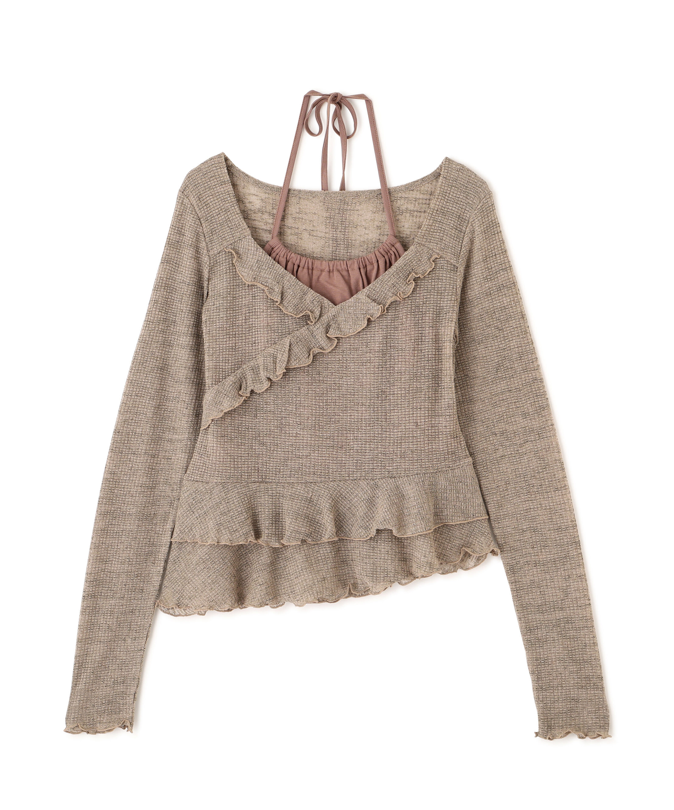  「ホルターインナーレイヤードカシュクールカットソー」|Tシャツ・カットソー|