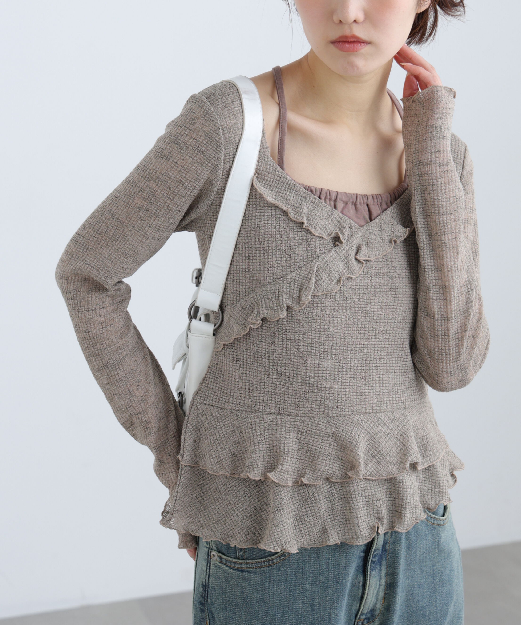  「ホルターインナーレイヤードカシュクールカットソー」|Tシャツ・カットソー|