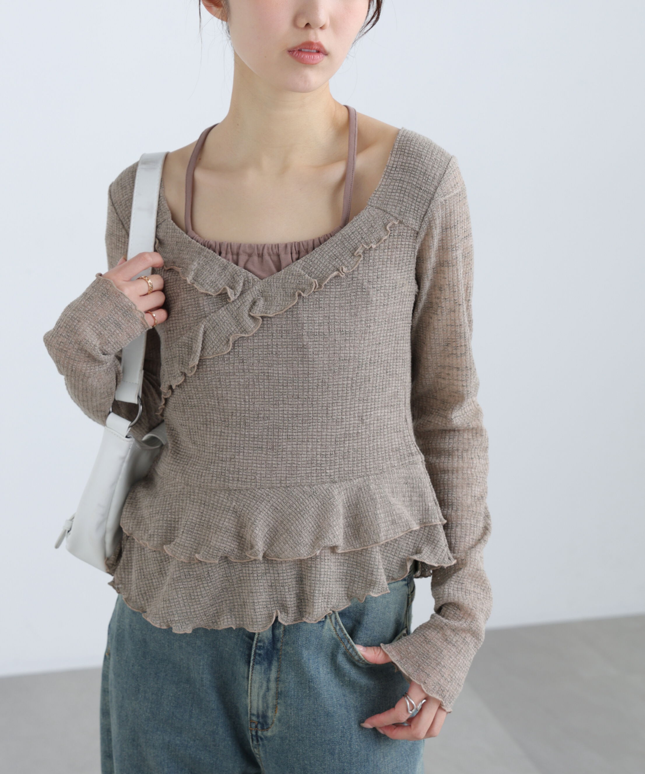  「ホルターインナーレイヤードカシュクールカットソー」|Tシャツ・カットソー|