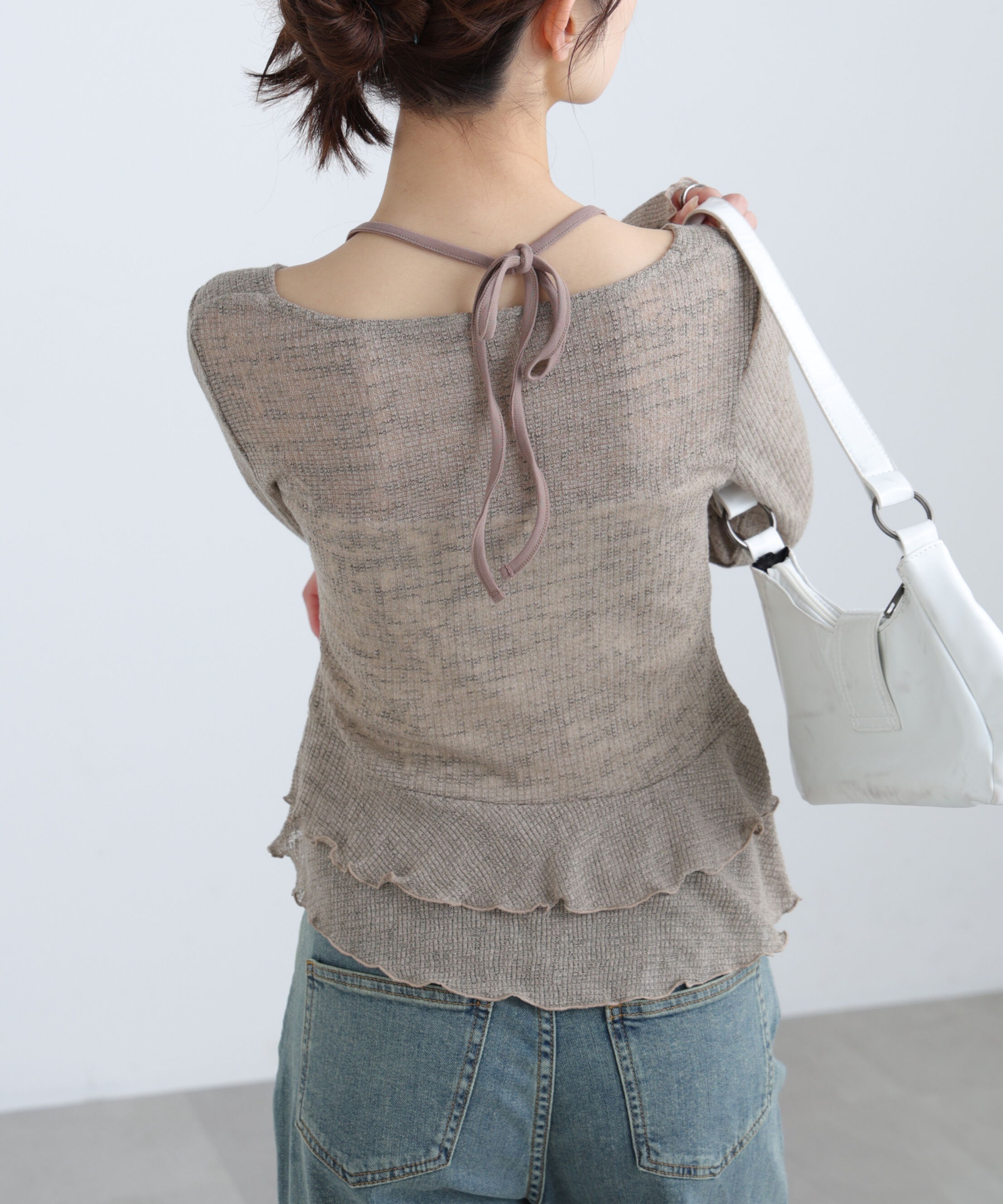  「ホルターインナーレイヤードカシュクールカットソー」|Tシャツ・カットソー|