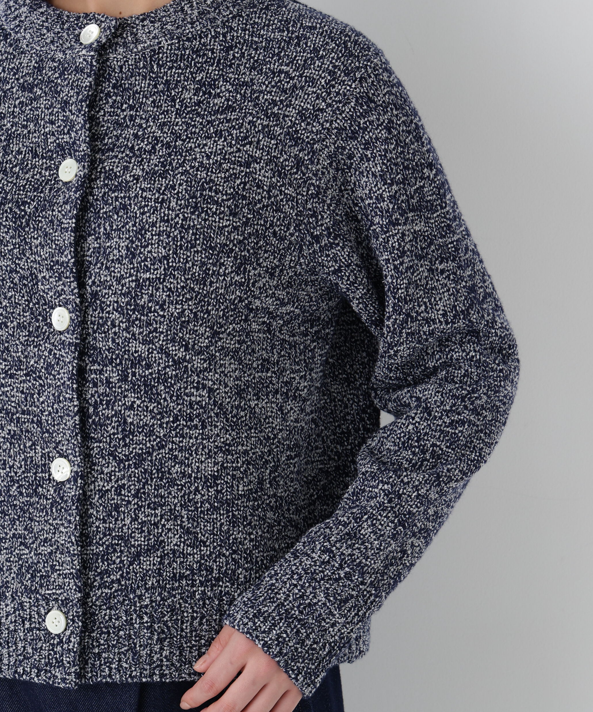  「◆《ウォッシャブル》ＭＩＸヤーンクルーネックカーディガン」|ニット・セーター|