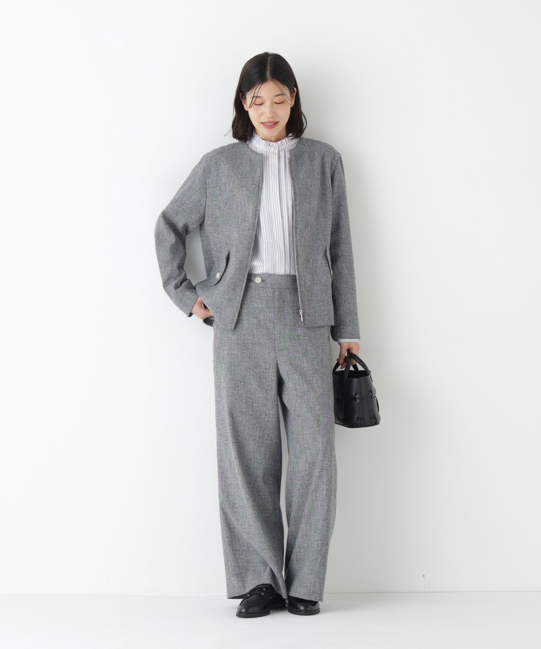  「◆《セットアップ可》リングツィードノーカラーブルゾン」|ブルゾン・スタジャン|