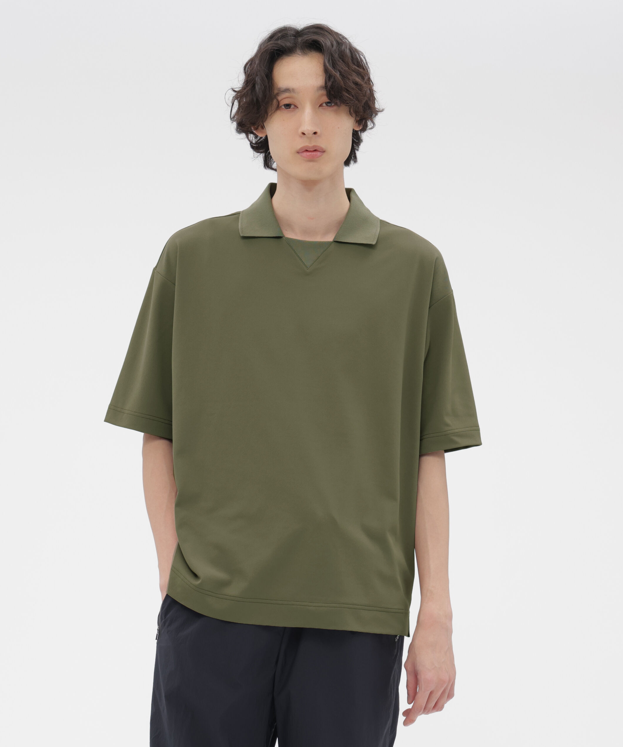 MARGARET HOWELL「HIGHDENCE MESH JERSEY TOP」|Tシャツ・カットソー|KHAKI