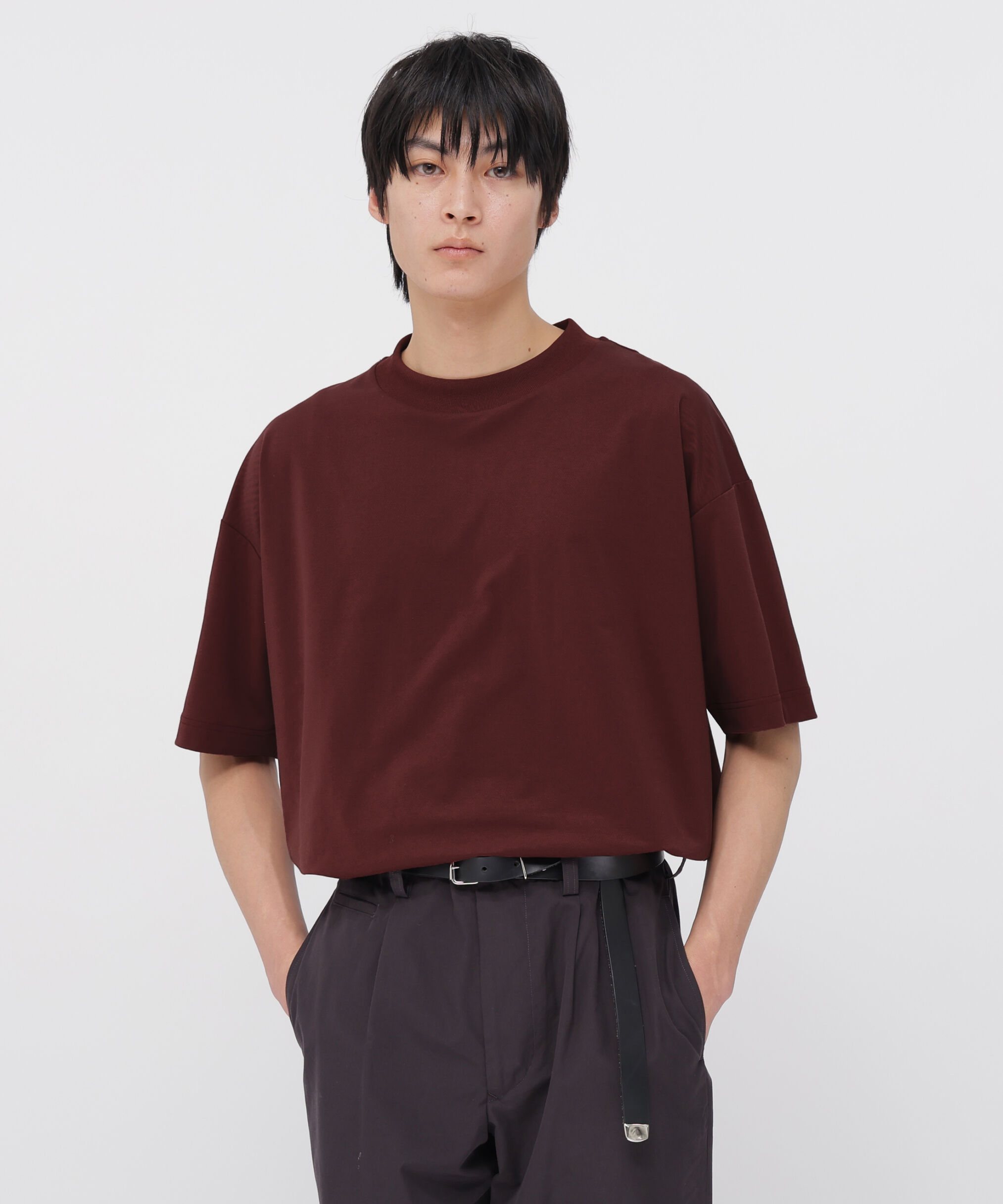 MARGARET HOWELL「HIGHDENCE PIQUE JERSEY TOP」|Tシャツ・カットソー|RED