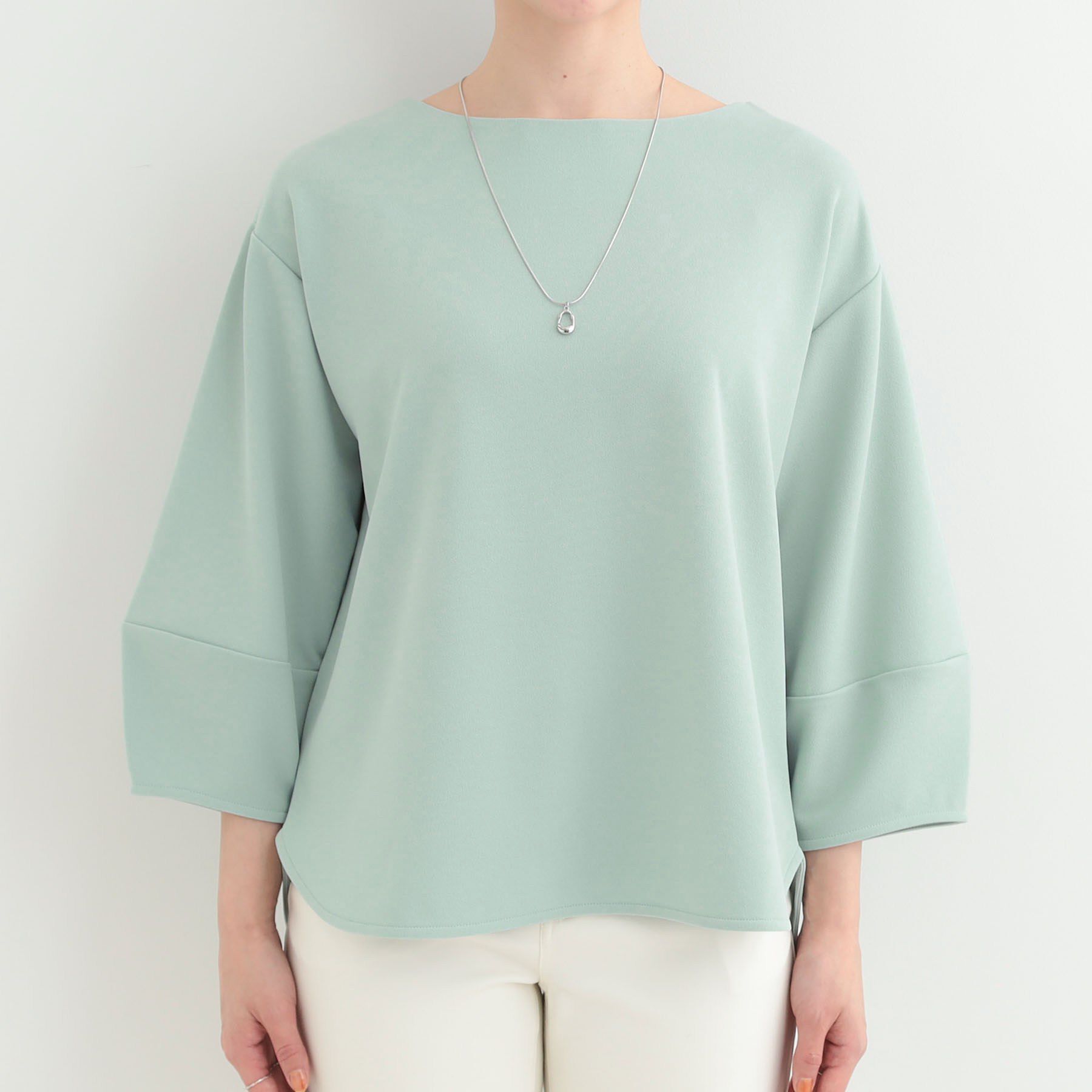 SHOO･LA･RUE「【2点セット/7分袖/S-LL】ランタンスリーブで女性らしい ネックレス付きブラウス」|シャツ・ブラウス|