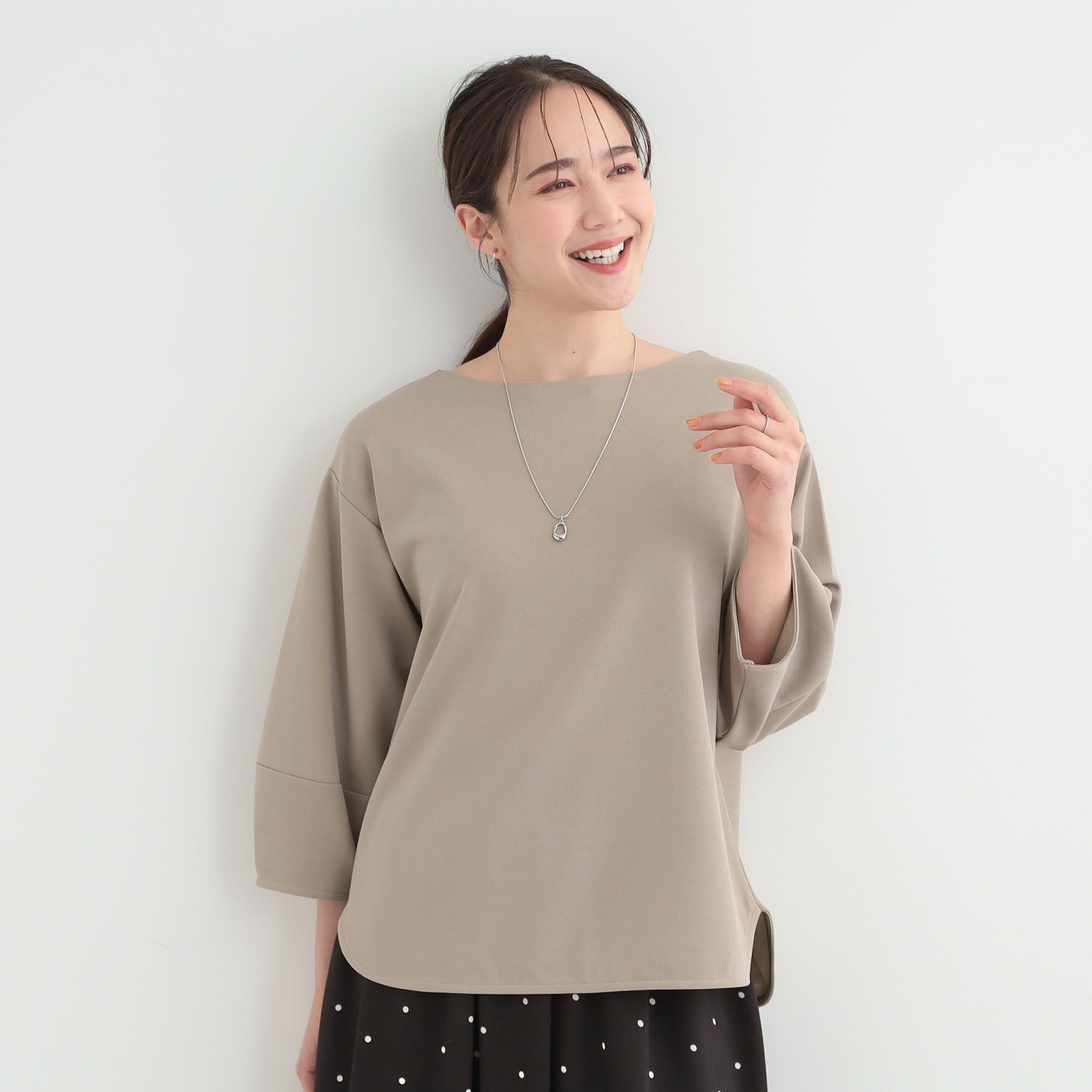 SHOO･LA･RUE「【2点セット/7分袖/S-LL】ランタンスリーブで女性らしい ネックレス付きブラウス」|シャツ・ブラウス|