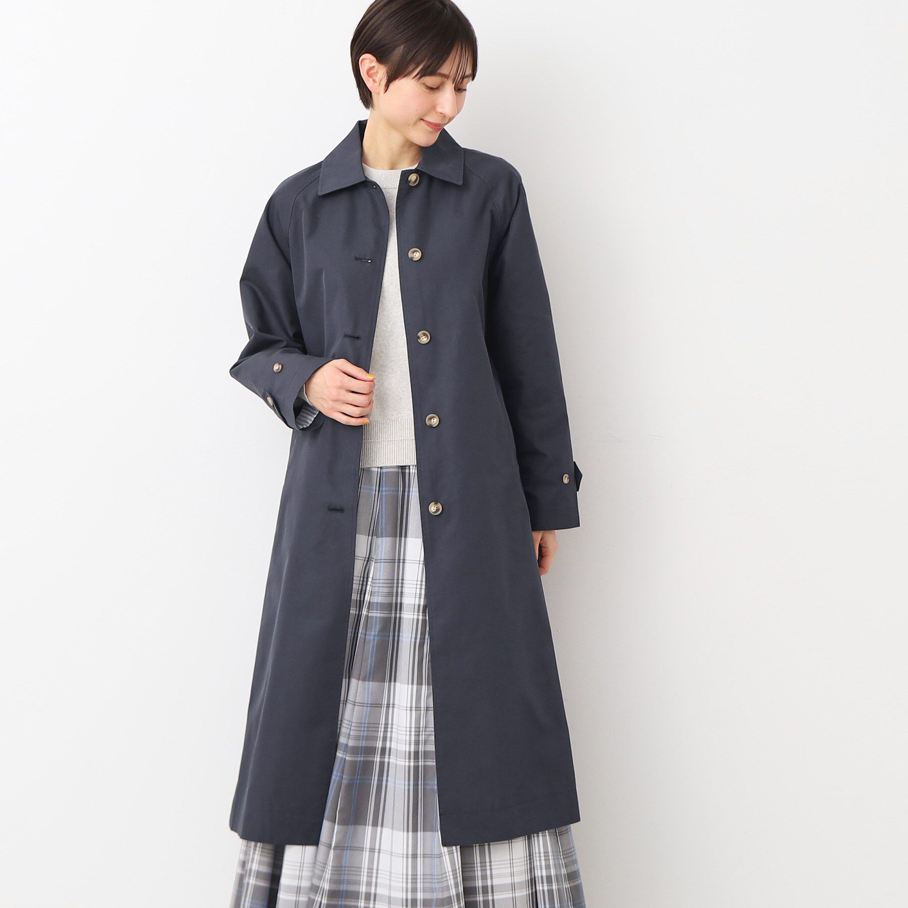Dessin「【洗える】ステンカラーコート（S～L）」|ステンカラーコート|ネイビー(094)