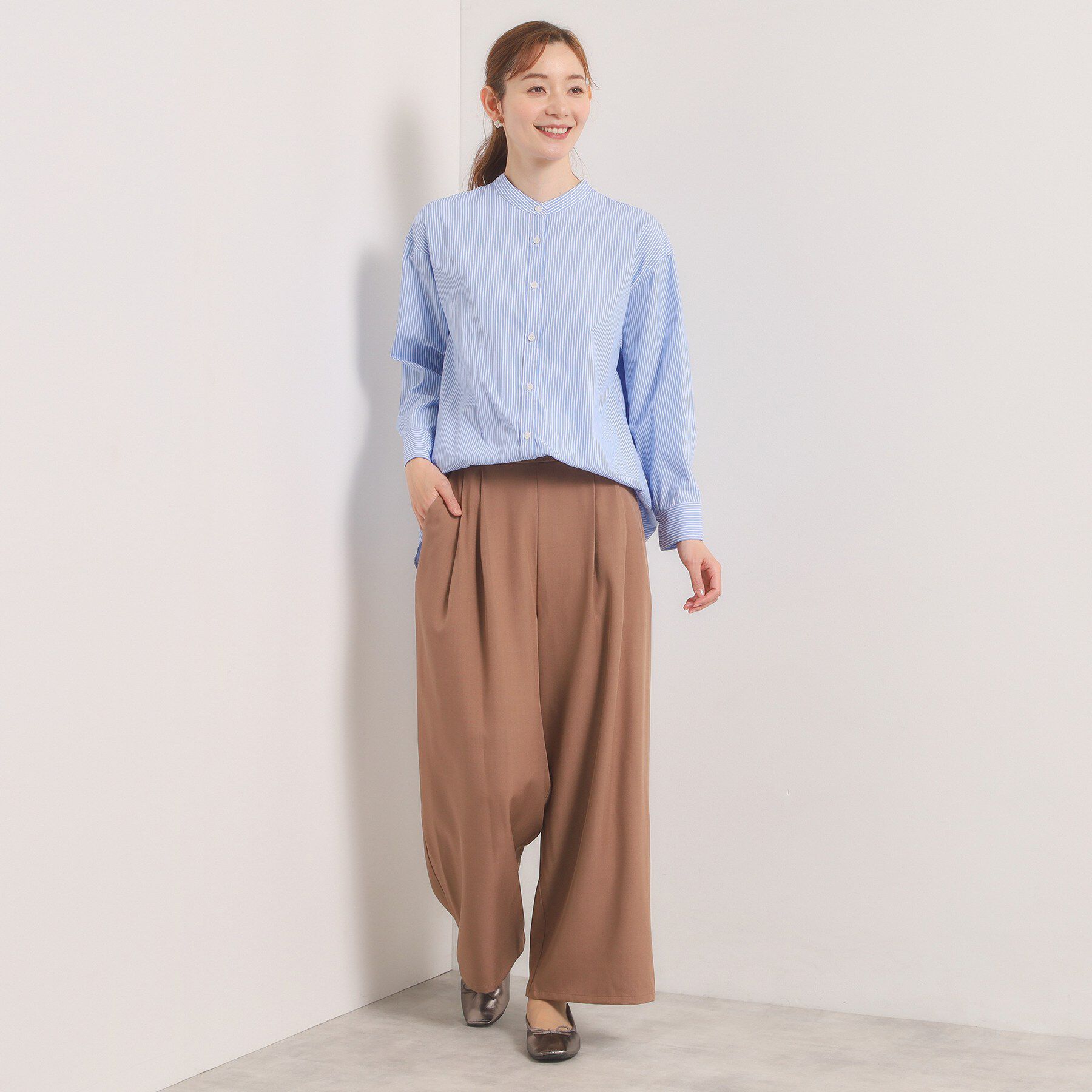 ITS&rsquo;DEMO「【手洗い可】2wayストライプブラウス」|シャツ・ブラウス|