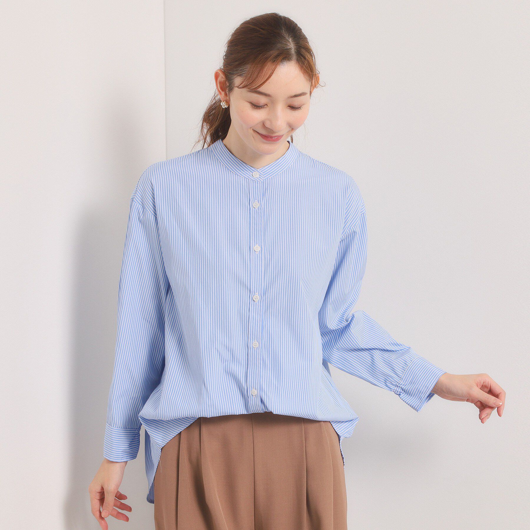 ITS&rsquo;DEMO「【手洗い可】2wayストライプブラウス」|シャツ・ブラウス|