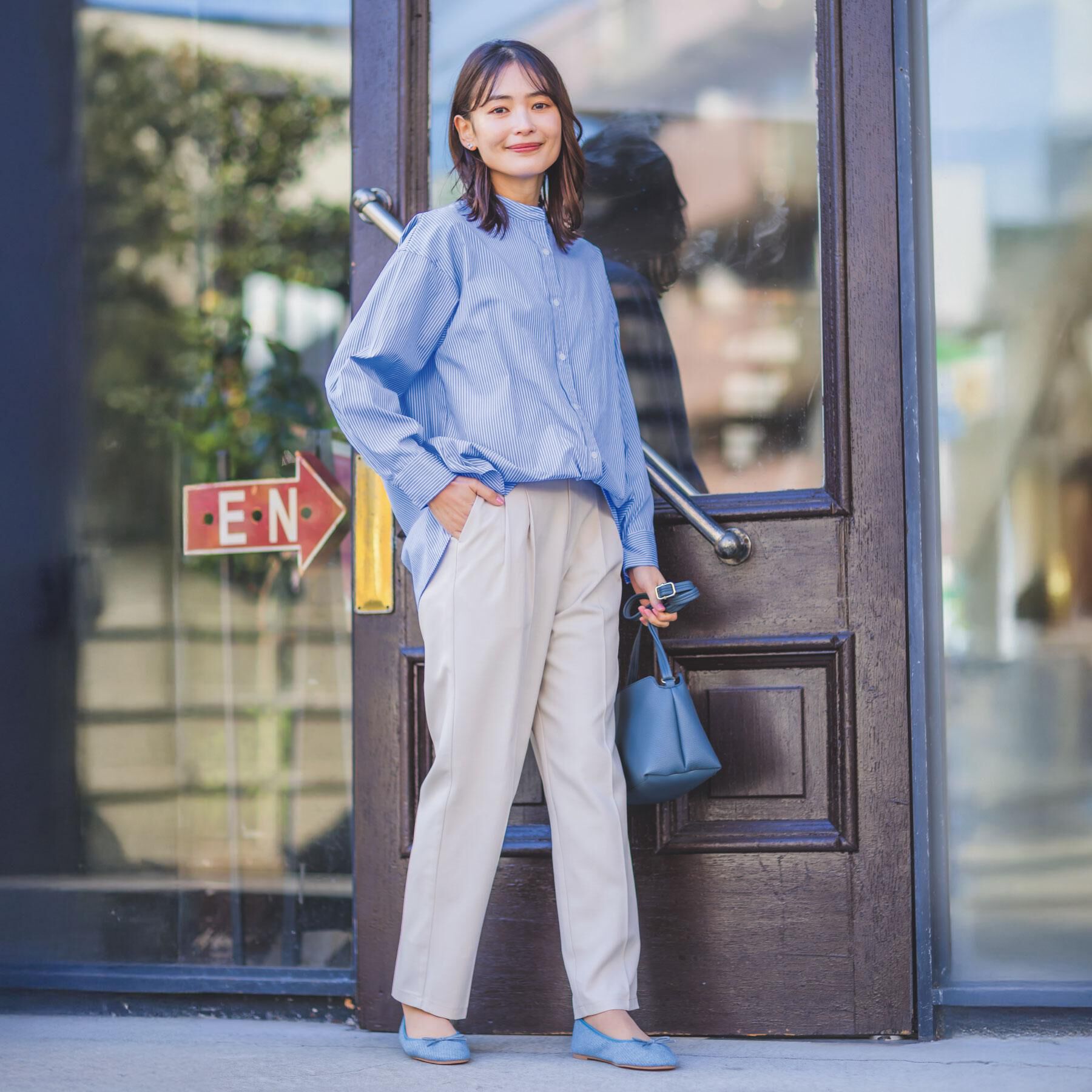 ITS&rsquo;DEMO「【手洗い可】2wayストライプブラウス」|シャツ・ブラウス|