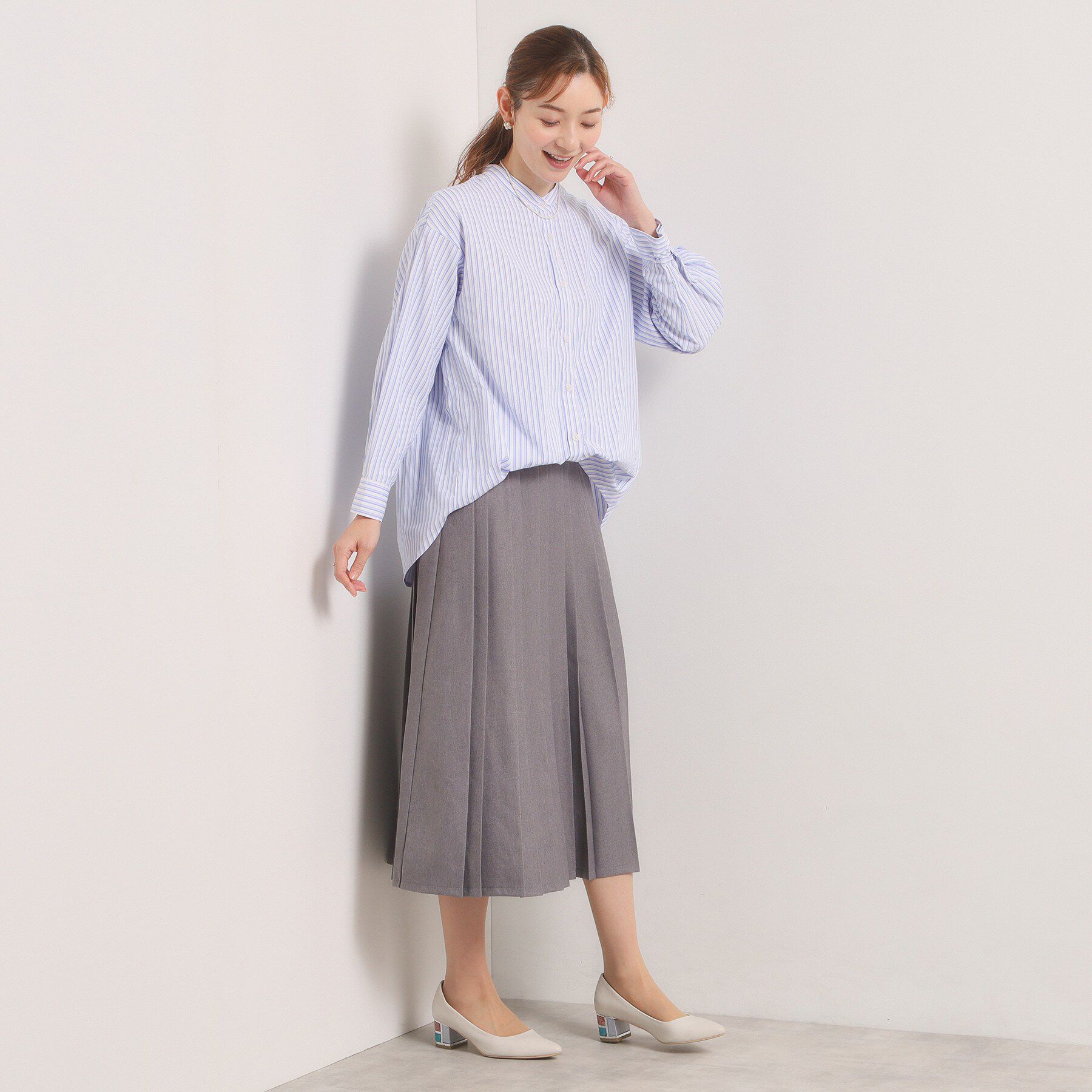 ITS&rsquo;DEMO「【手洗い可】2wayストライプブラウス」|シャツ・ブラウス|