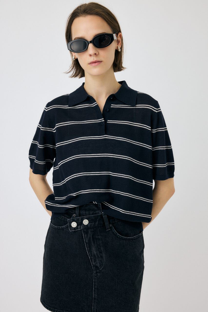 MOUSSY「MESH KNIT LOOSE ポロ」|ニット・セーター|