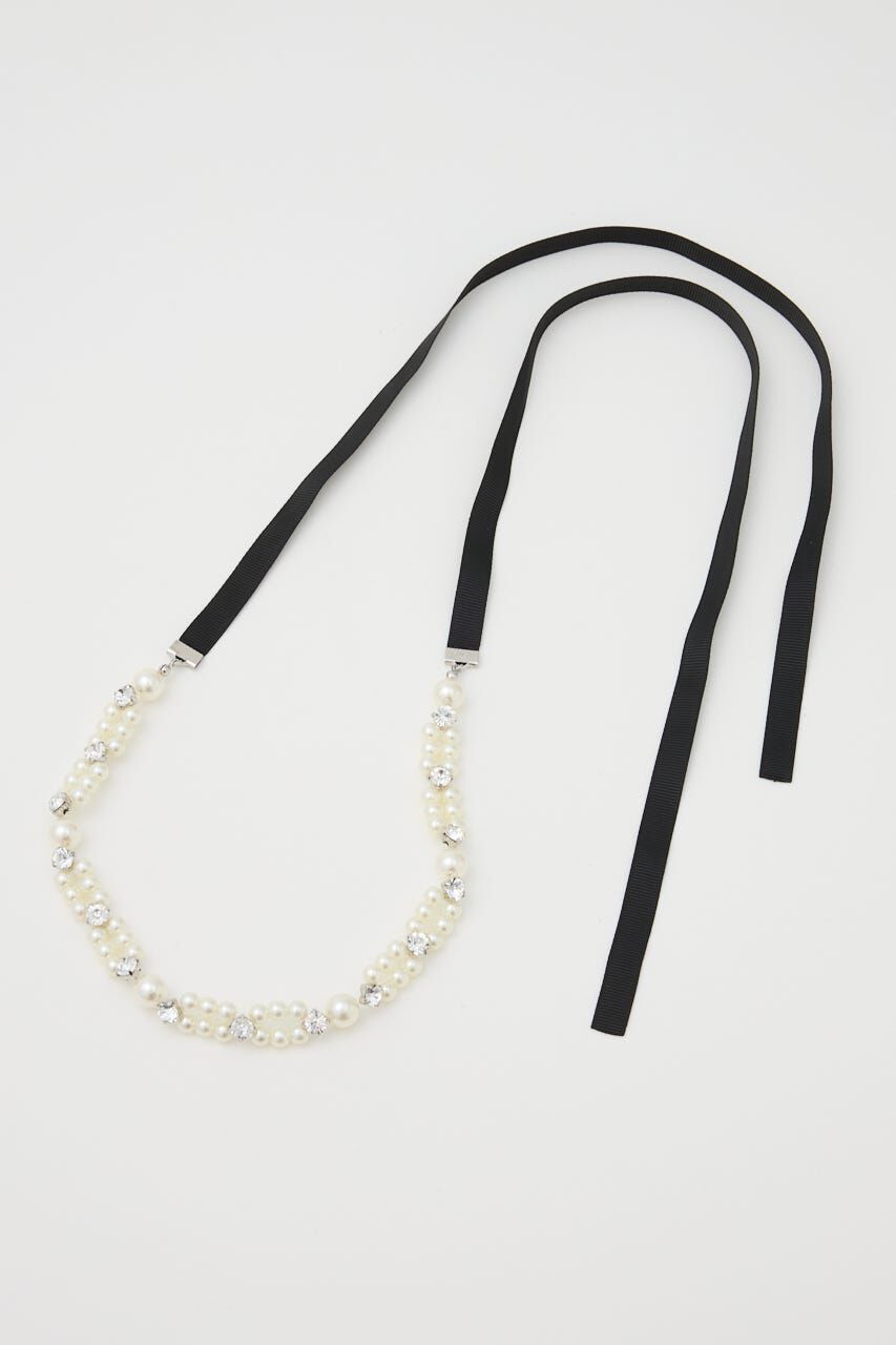 rienda「リボン付きフェイクパールチョーカー」|ネックレス|