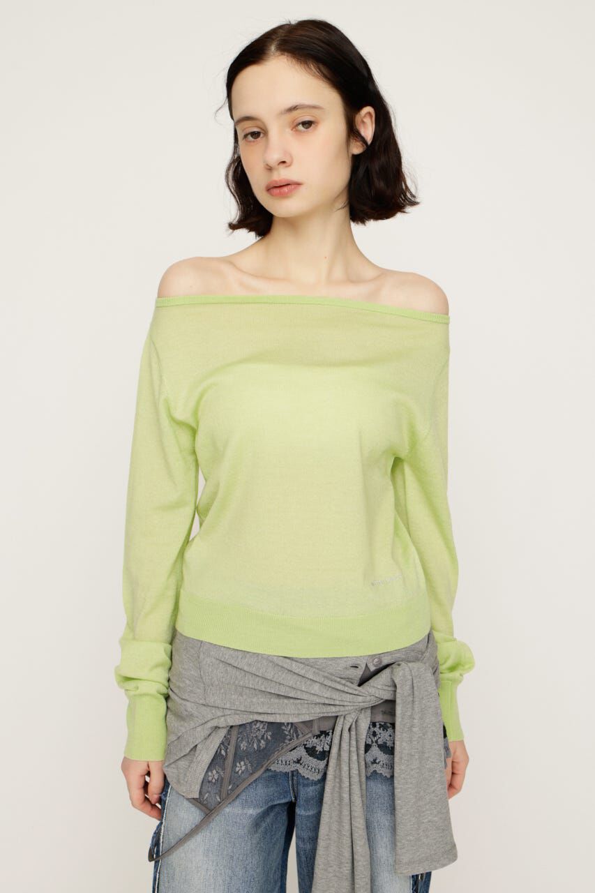 SLY「OFF SHOULDER 2WAY HG トップス」|ニット・セーター|L/GRN1
