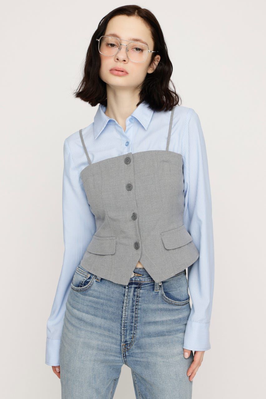 SLY「BUSTIER LAYERED LIKE SH トップス」|シャツ・ブラウス|GRY