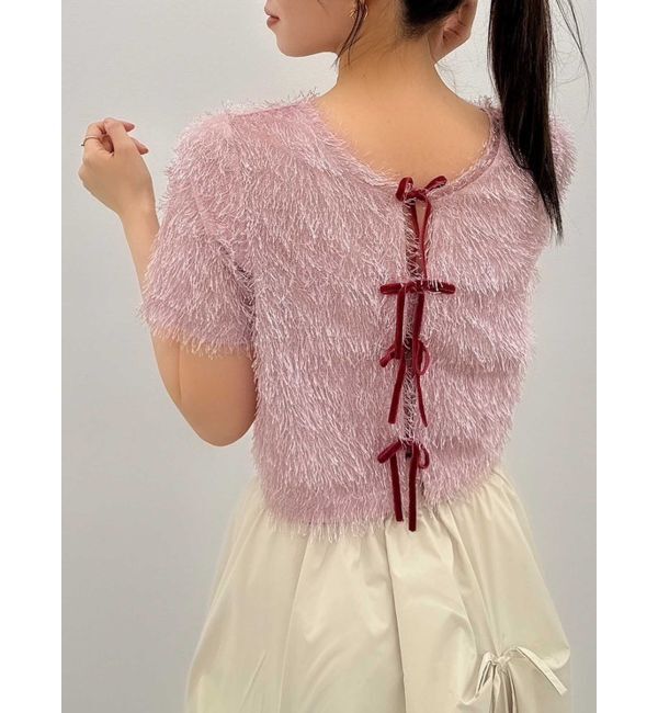 dazzlin「コンパクトシャギーリボンカットプルオーバー」|Tシャツ・カットソー|ピンク