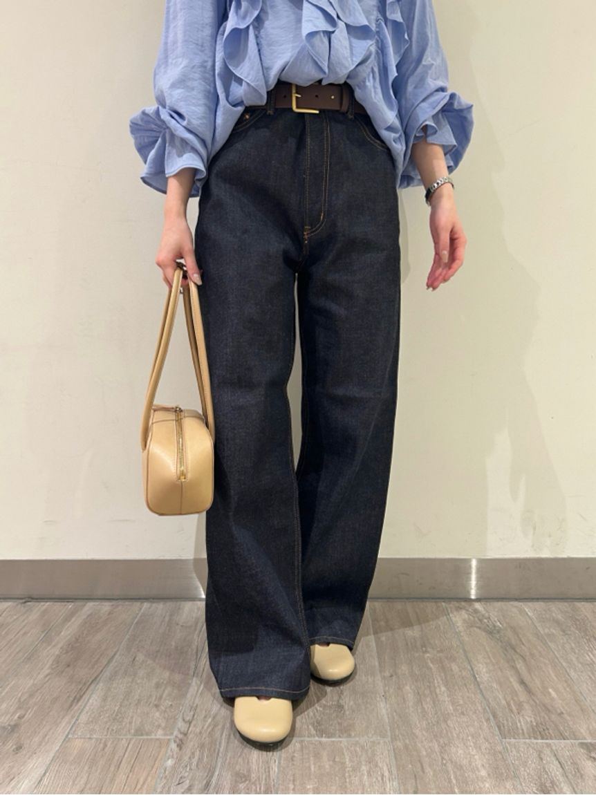 Mila Owen「セルビッチワイドストレートデニムパンツ【ウォッシャブル】」|デニム|