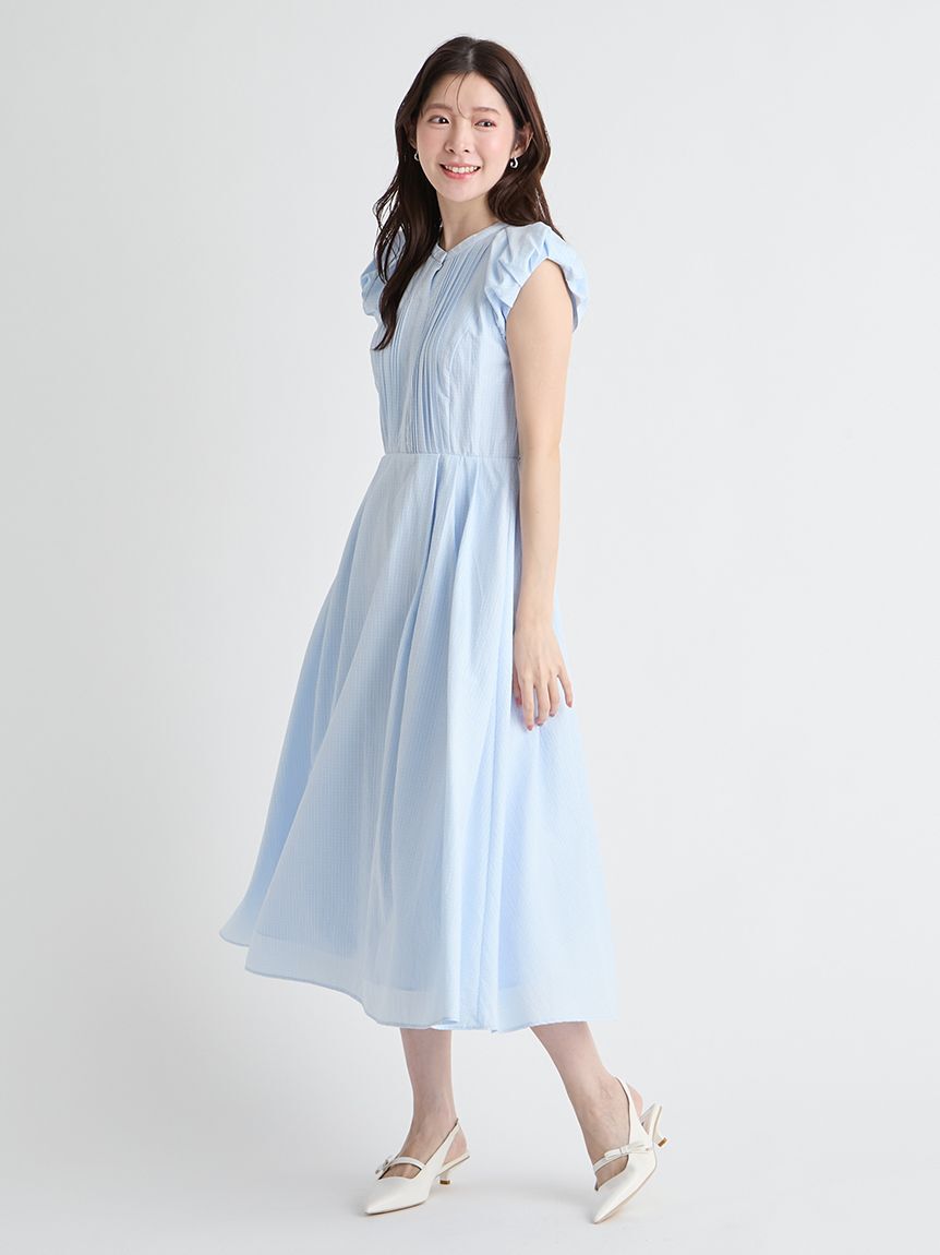 CELFORD「【洗える】バルーンスリーブシャツワンピース」|ワンピース|SAX